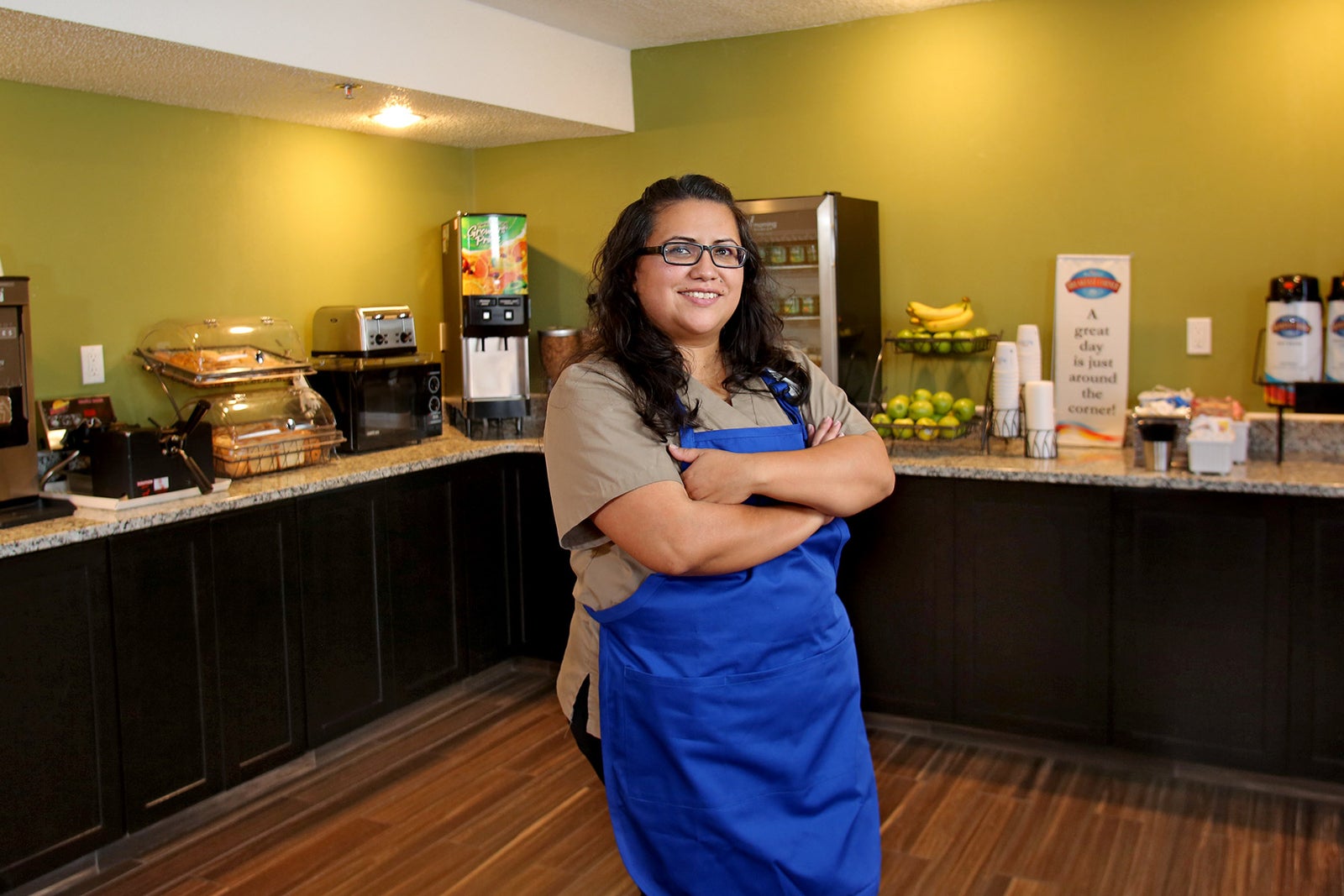Hometown Host Elizabeth from the Baymont by Wyndham Newark at University of Delaware, Newark, Delaware, prepares for a busy morning.