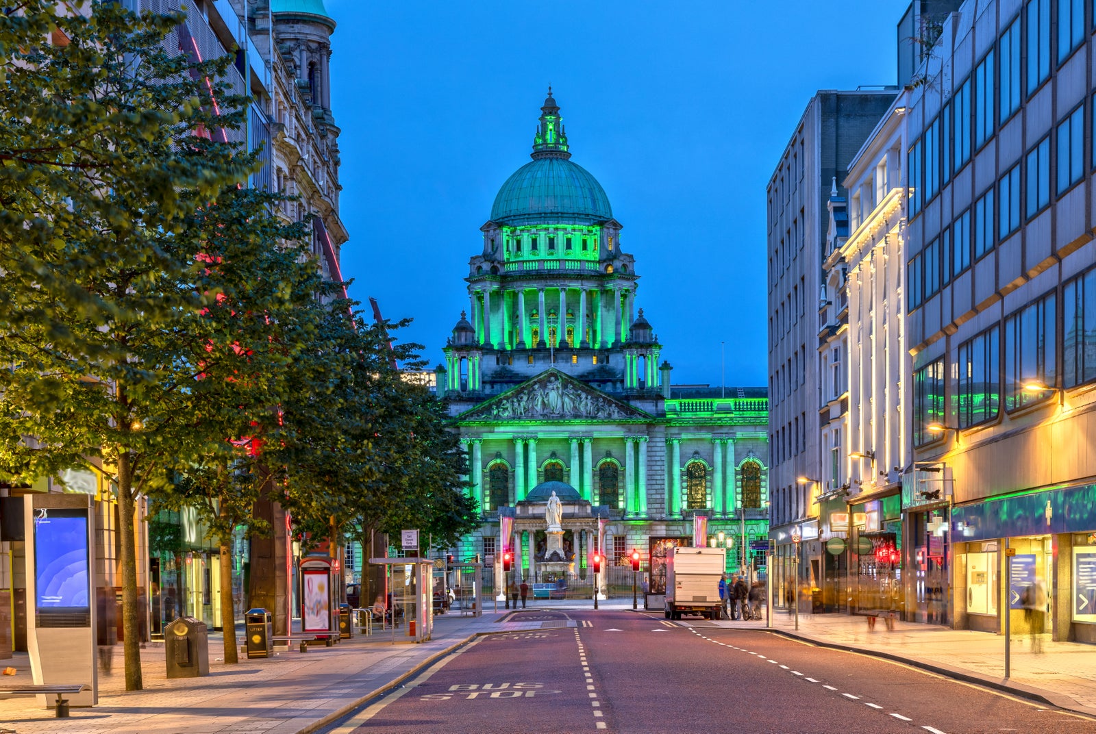 The Belfast City Hall at Donegall Square in Belfast, Northern Ireland at Night