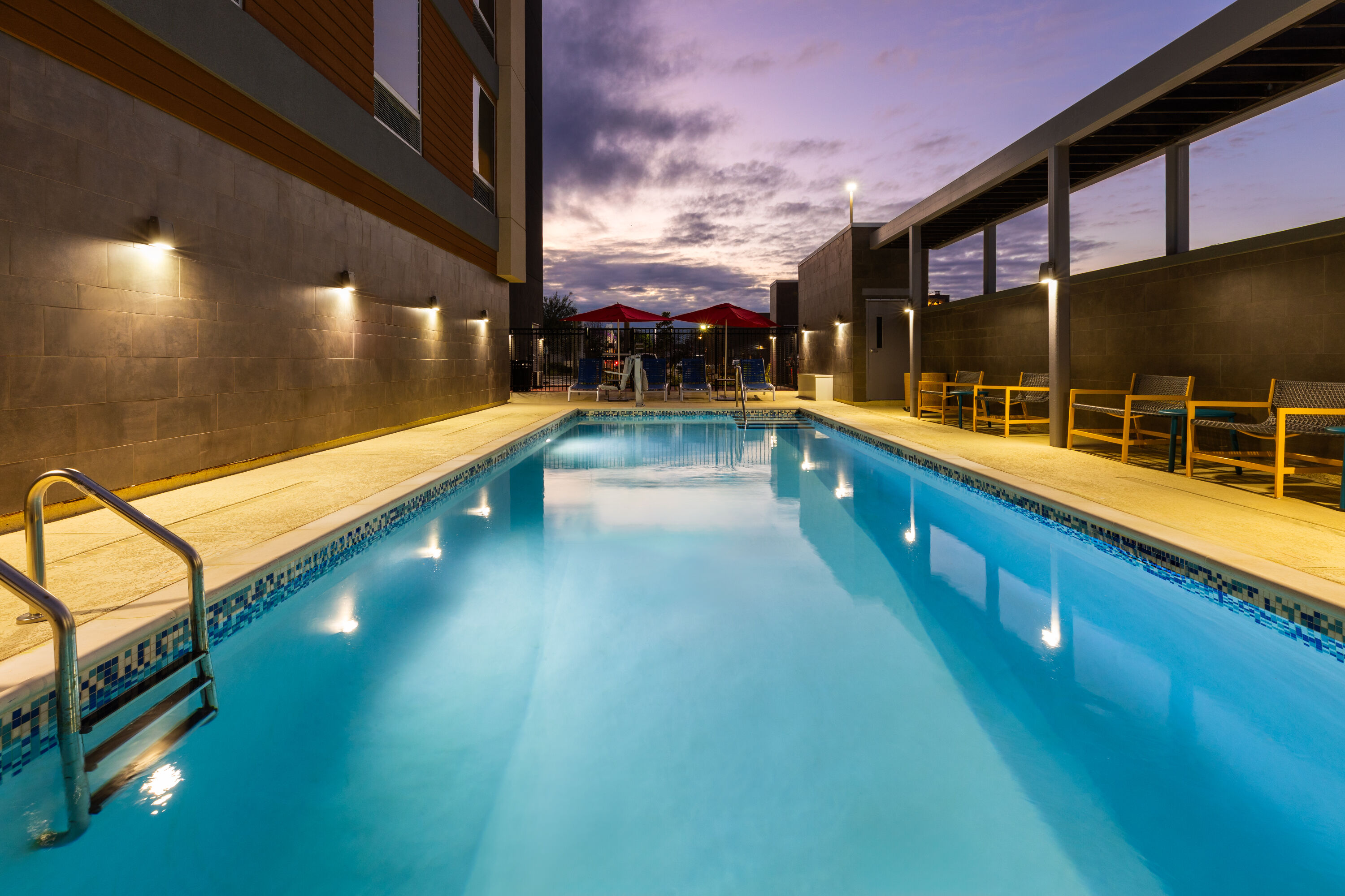 Pool night image at the Hawthorn Extended Stay by Wyndham Kingwood/Houston in Kingwood, Texas