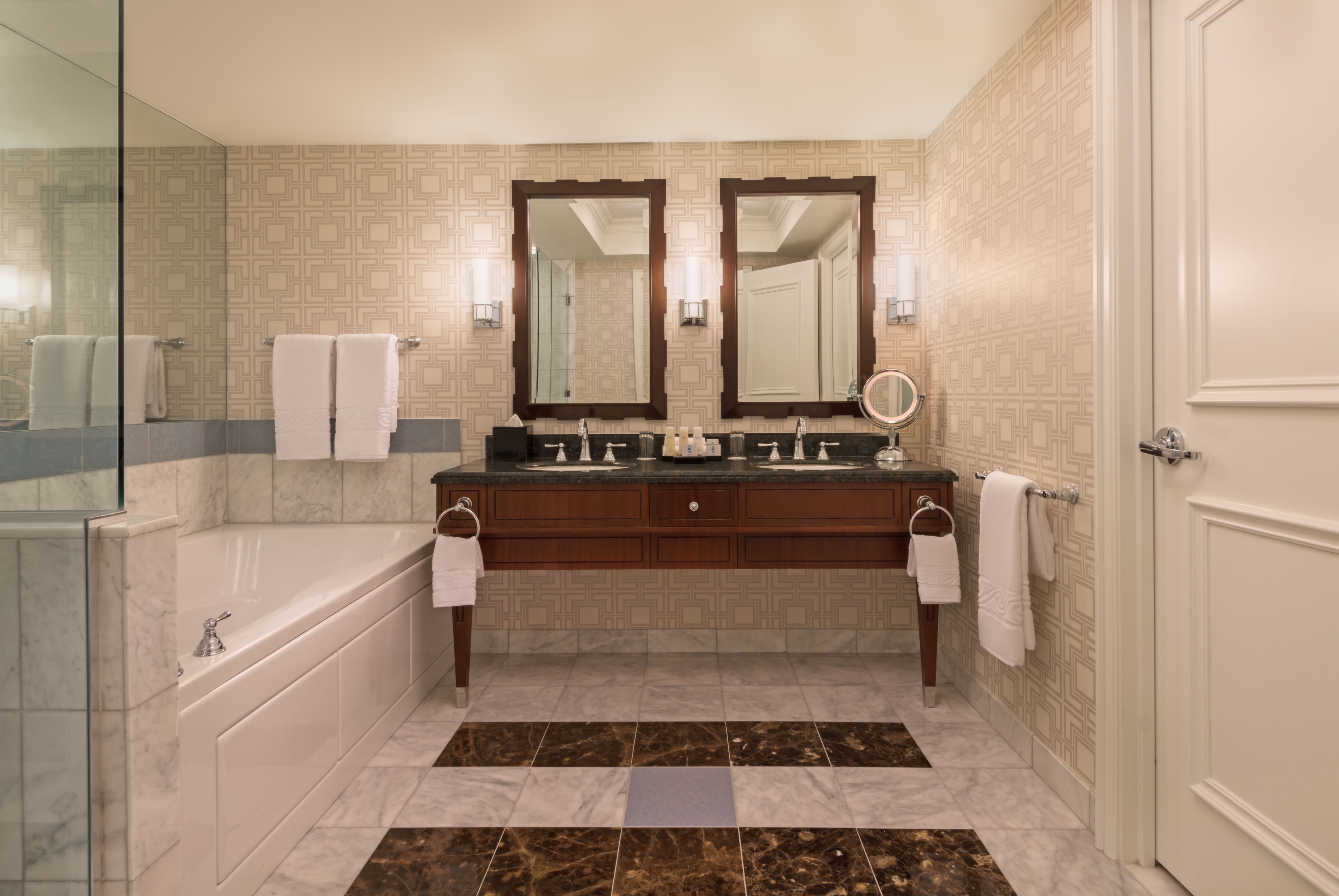 Guest room bath at the Caesars Palace Las Vegas in Las Vegas, Nevada