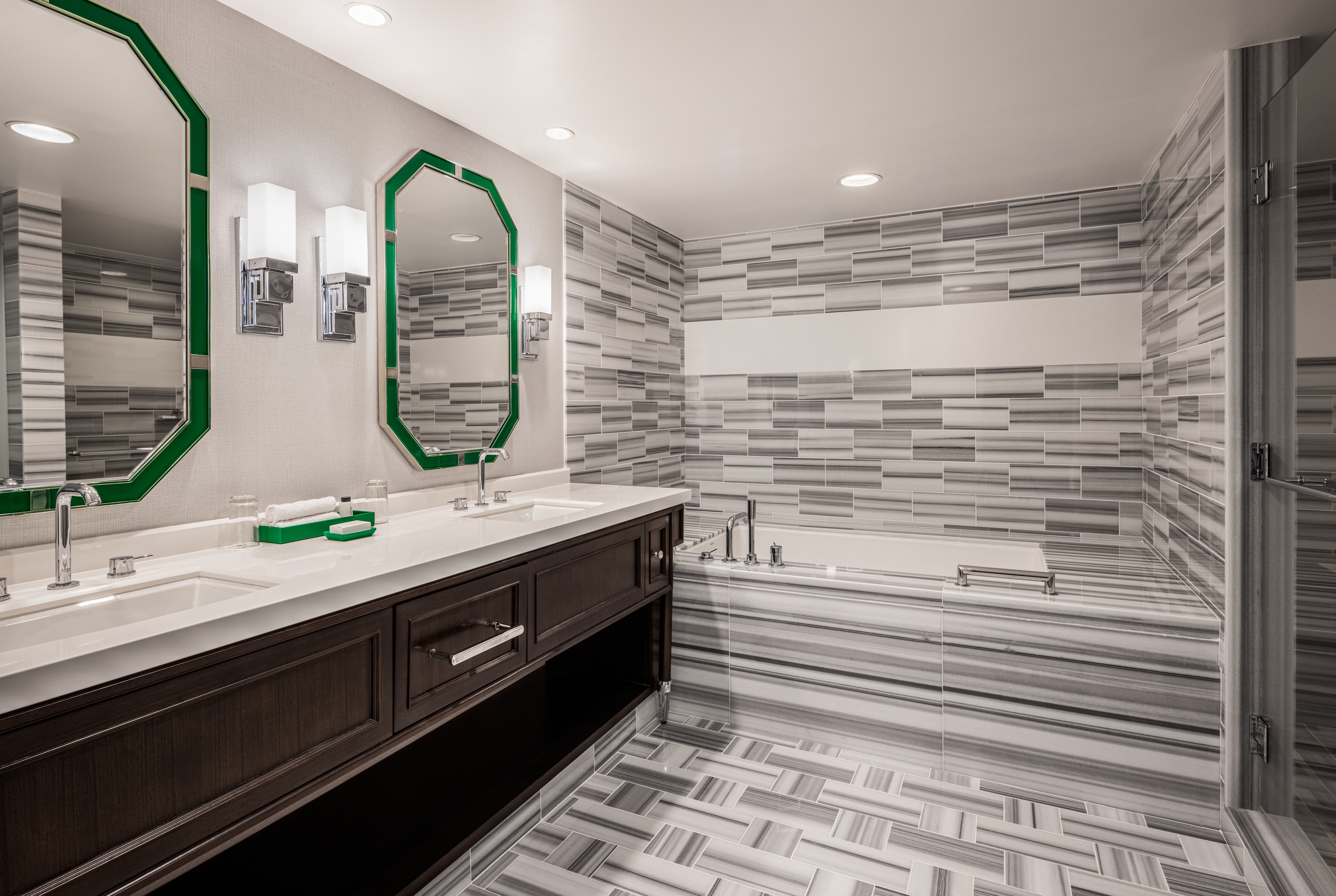 Guest room bath at the Caesars Palace Las Vegas in Las Vegas, Nevada