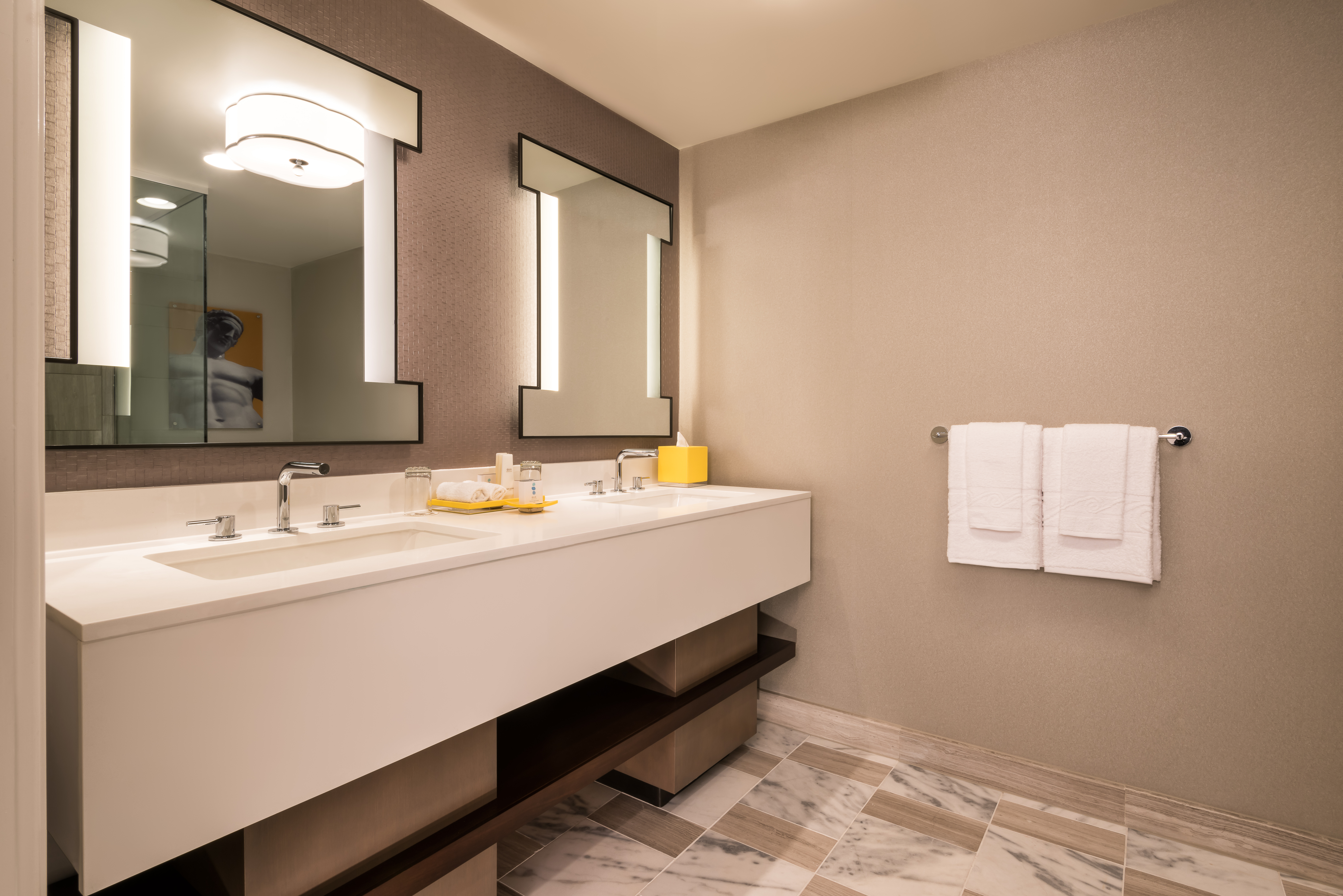 Guest room bath at the Caesars Palace Las Vegas in Las Vegas, Nevada