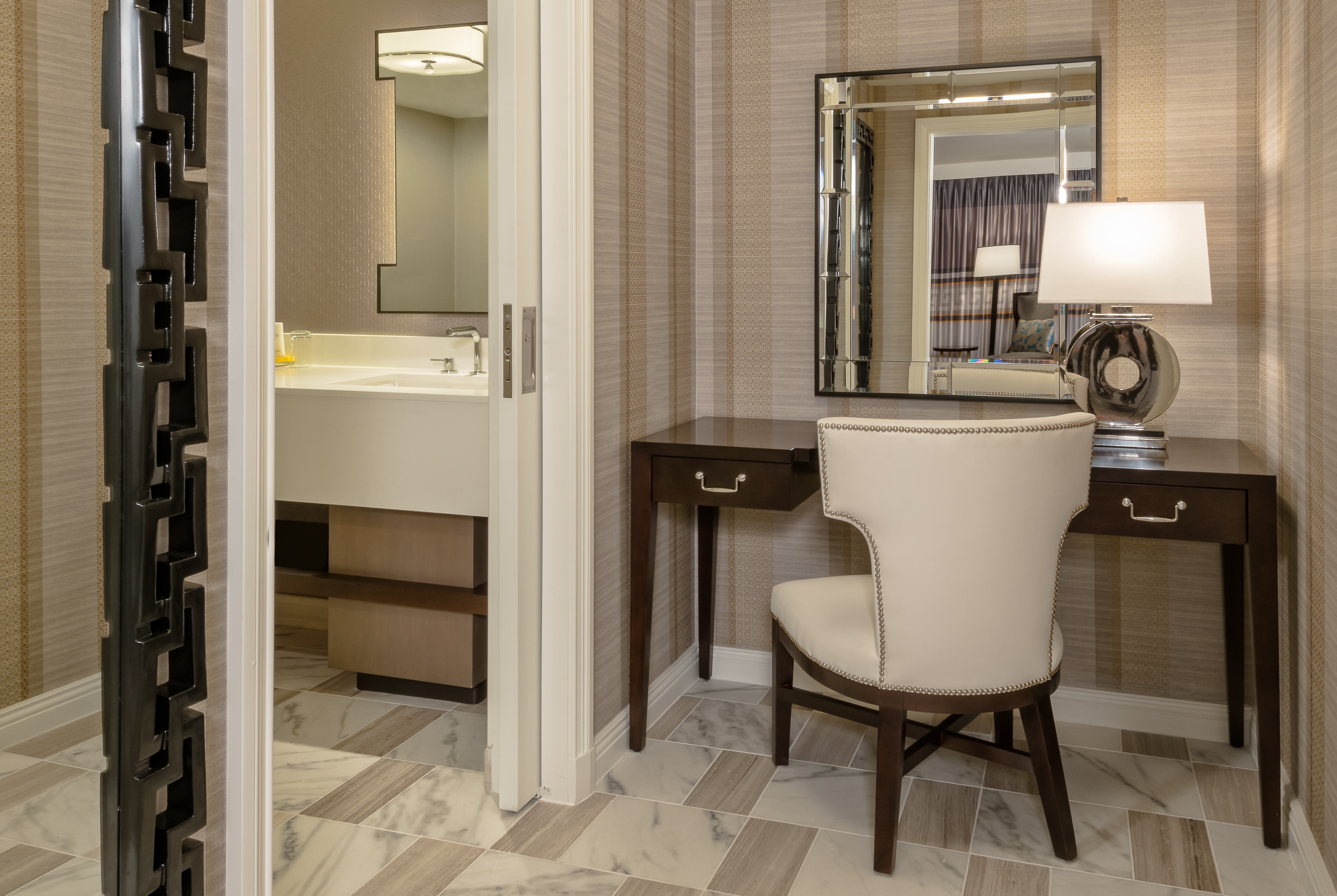 Guest room bath at the Caesars Palace Las Vegas in Las Vegas, Nevada