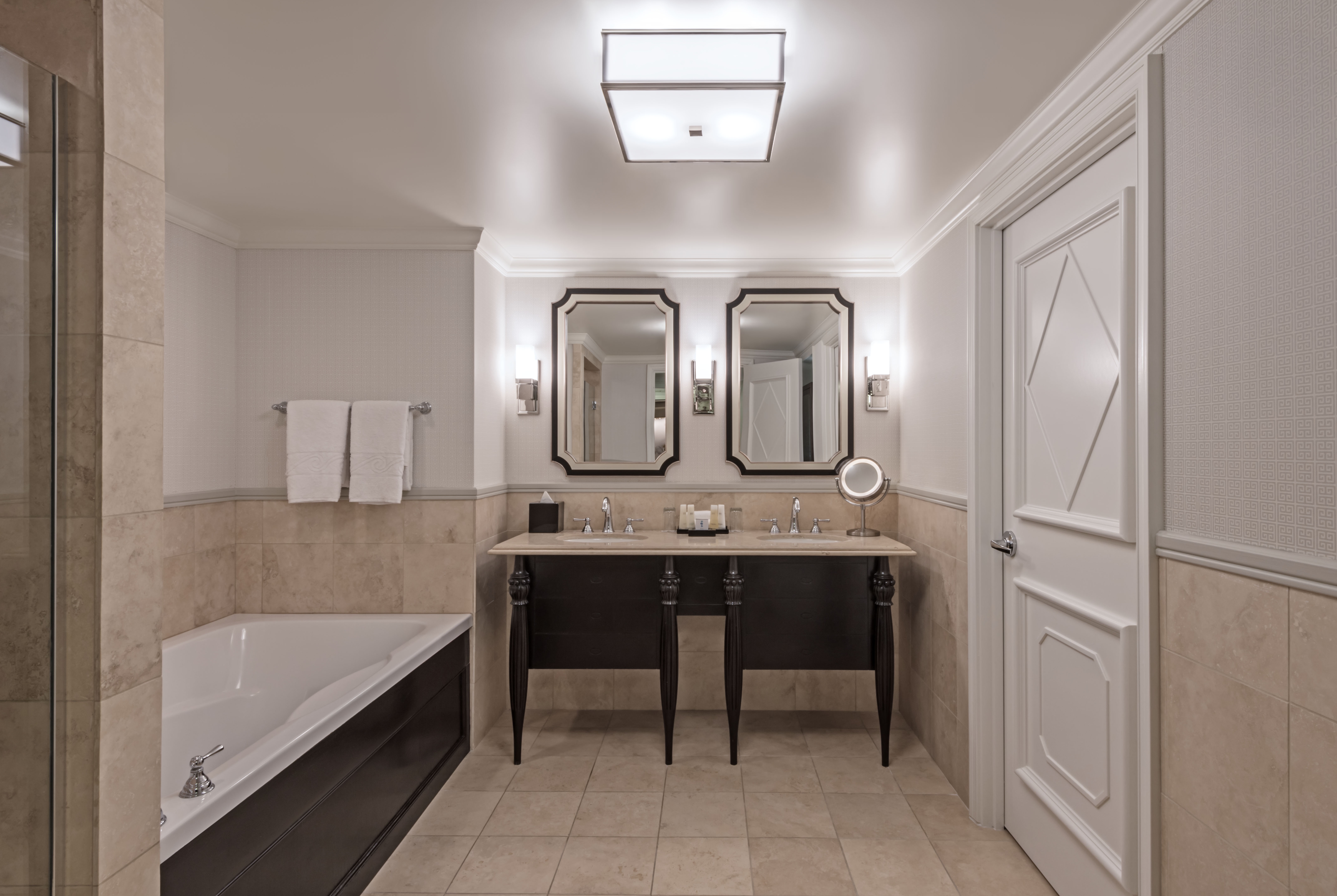 Guest room bath at the Caesars Palace Las Vegas in Las Vegas, Nevada