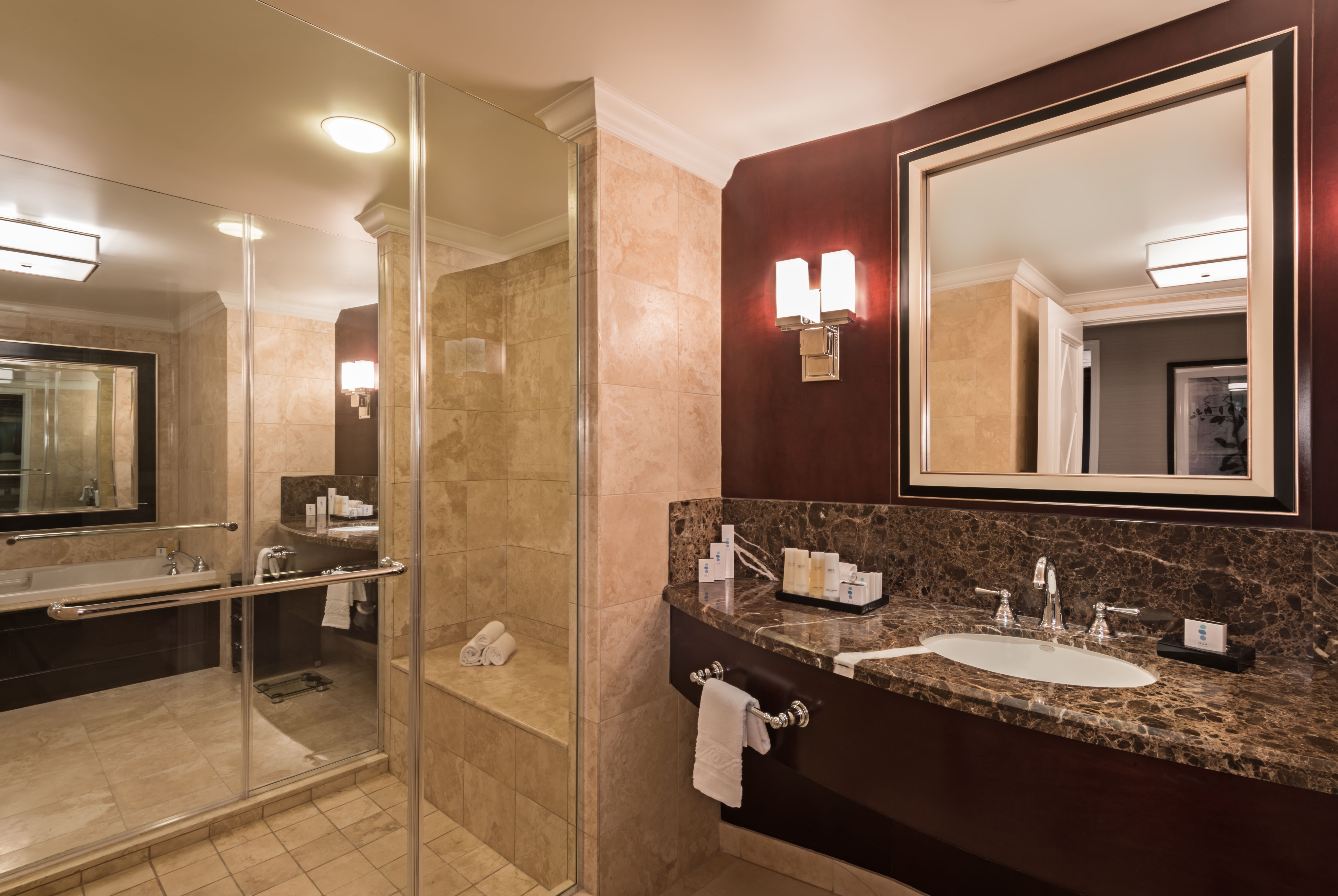 Guest room bath at the Caesars Palace Las Vegas in Las Vegas, Nevada