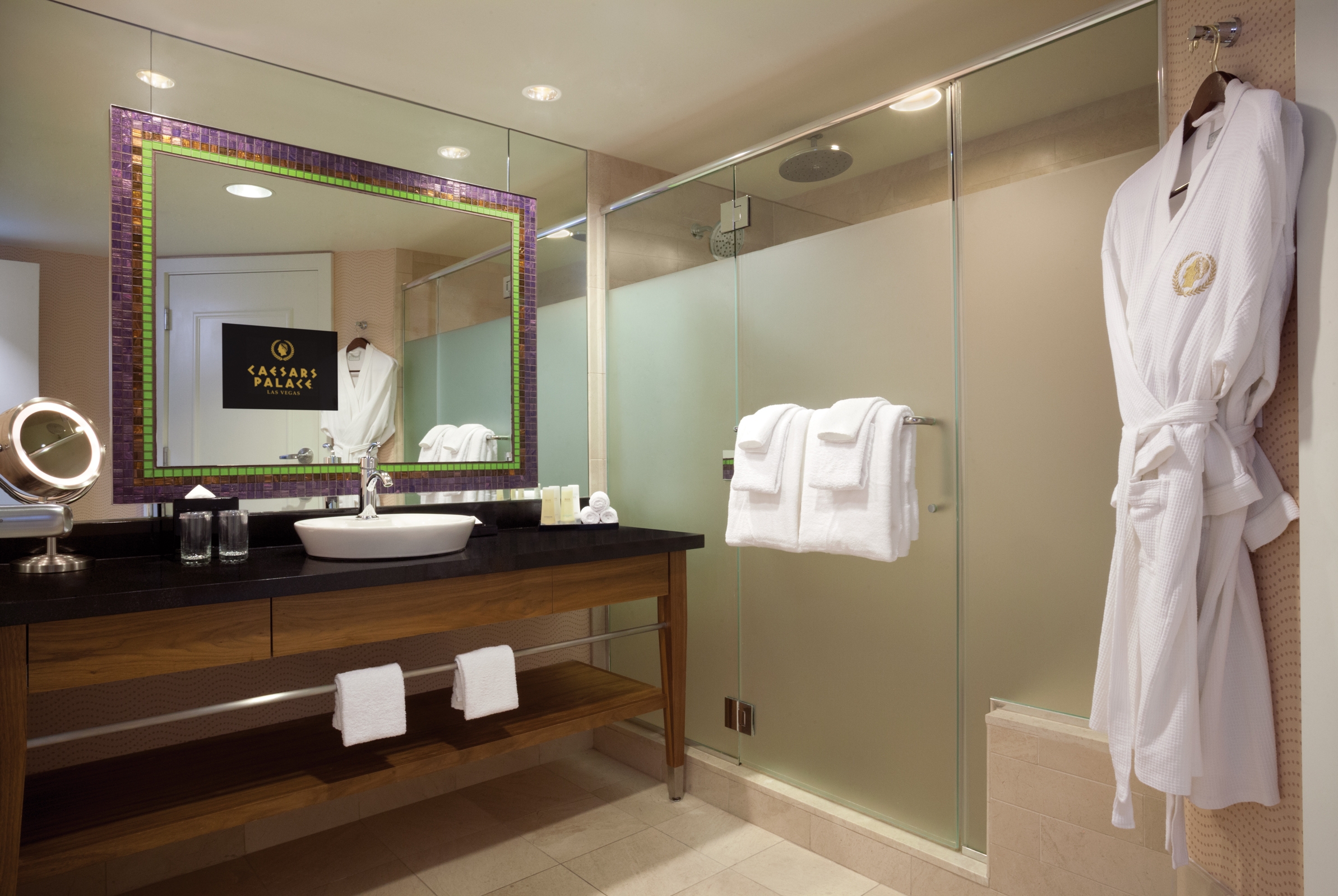 Guest room bath at the Caesars Palace Las Vegas in Las Vegas, Nevada