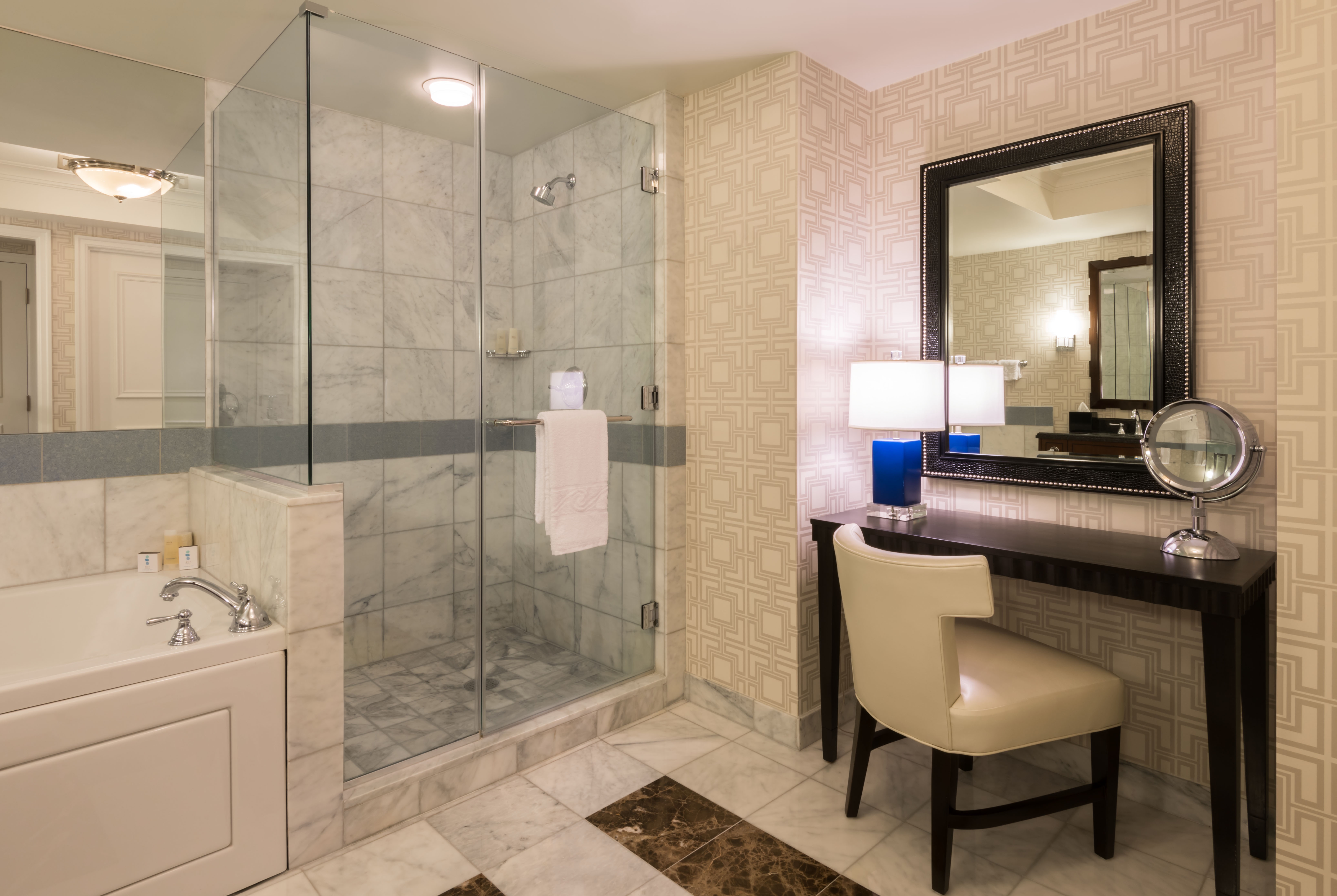 Guest room bath at the Caesars Palace Las Vegas in Las Vegas, Nevada