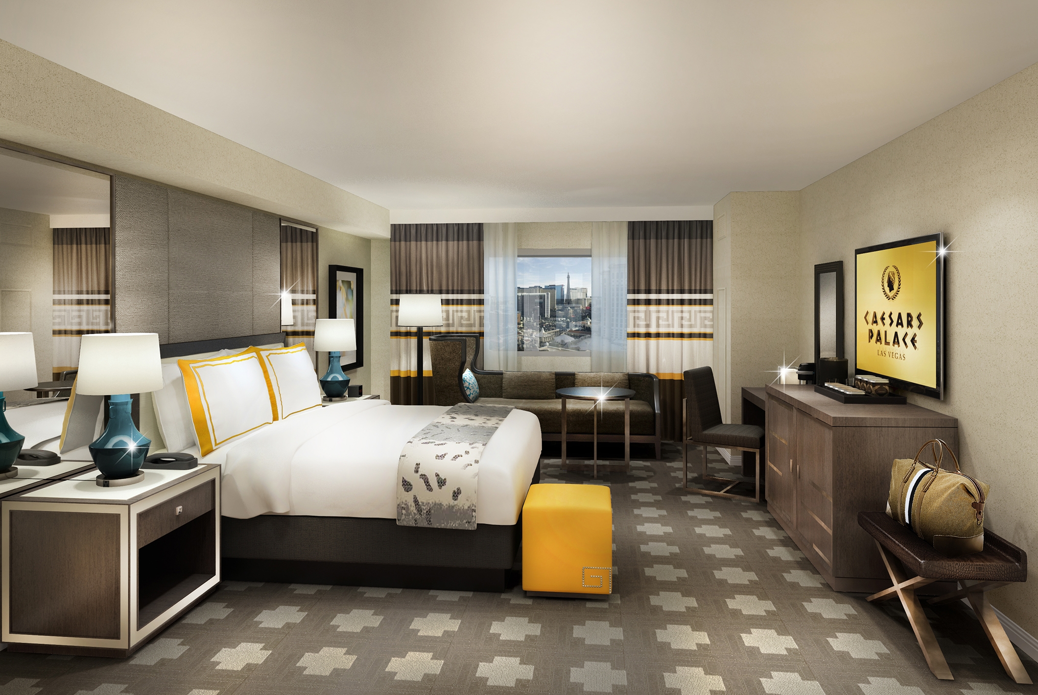 Guest room at the Caesars Palace Las Vegas in Las Vegas, Nevada