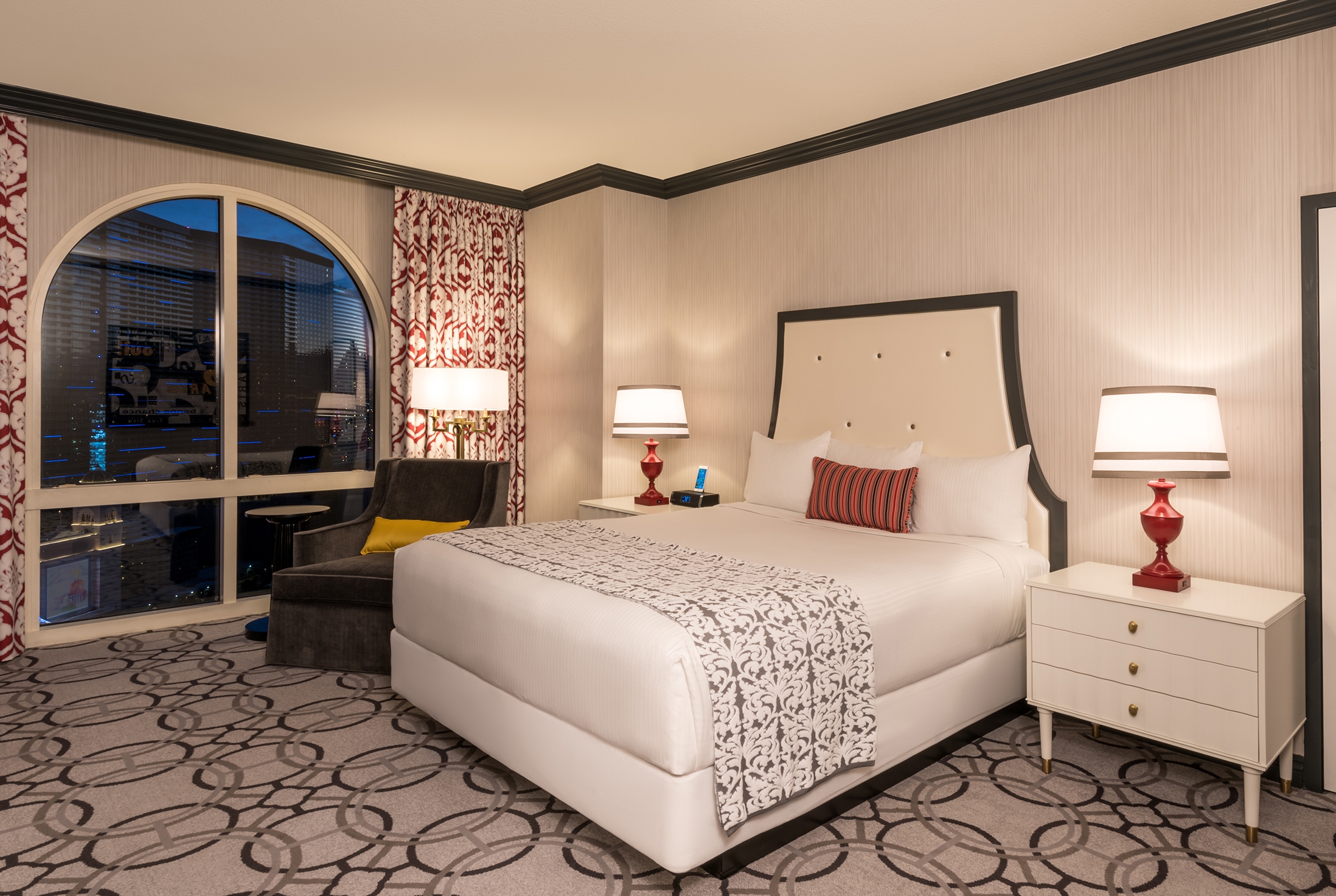 Guest room at the Paris Las Vegas in Las Vegas, Nevada