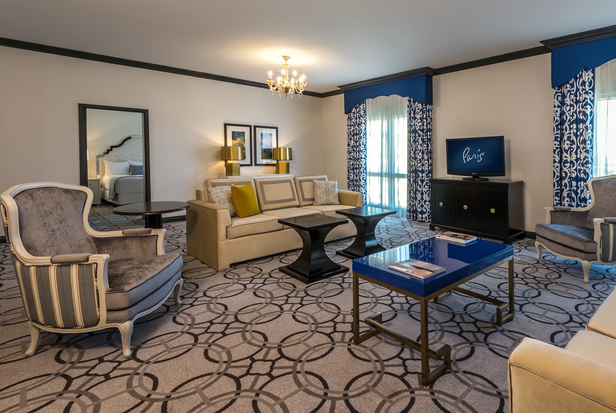 Guest room at the Paris Las Vegas in Las Vegas, Nevada