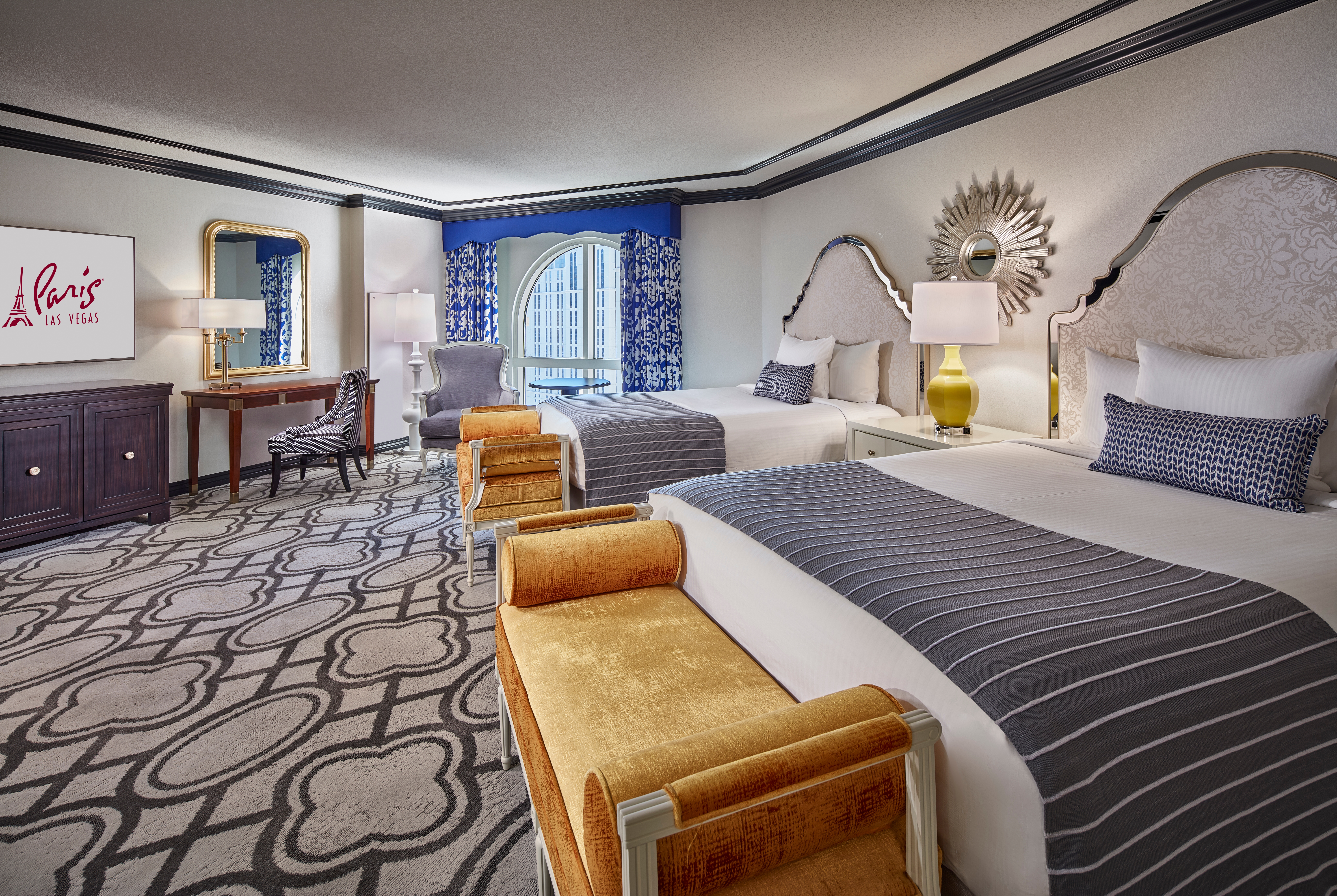 Guest room at the Paris Las Vegas in Las Vegas, Nevada