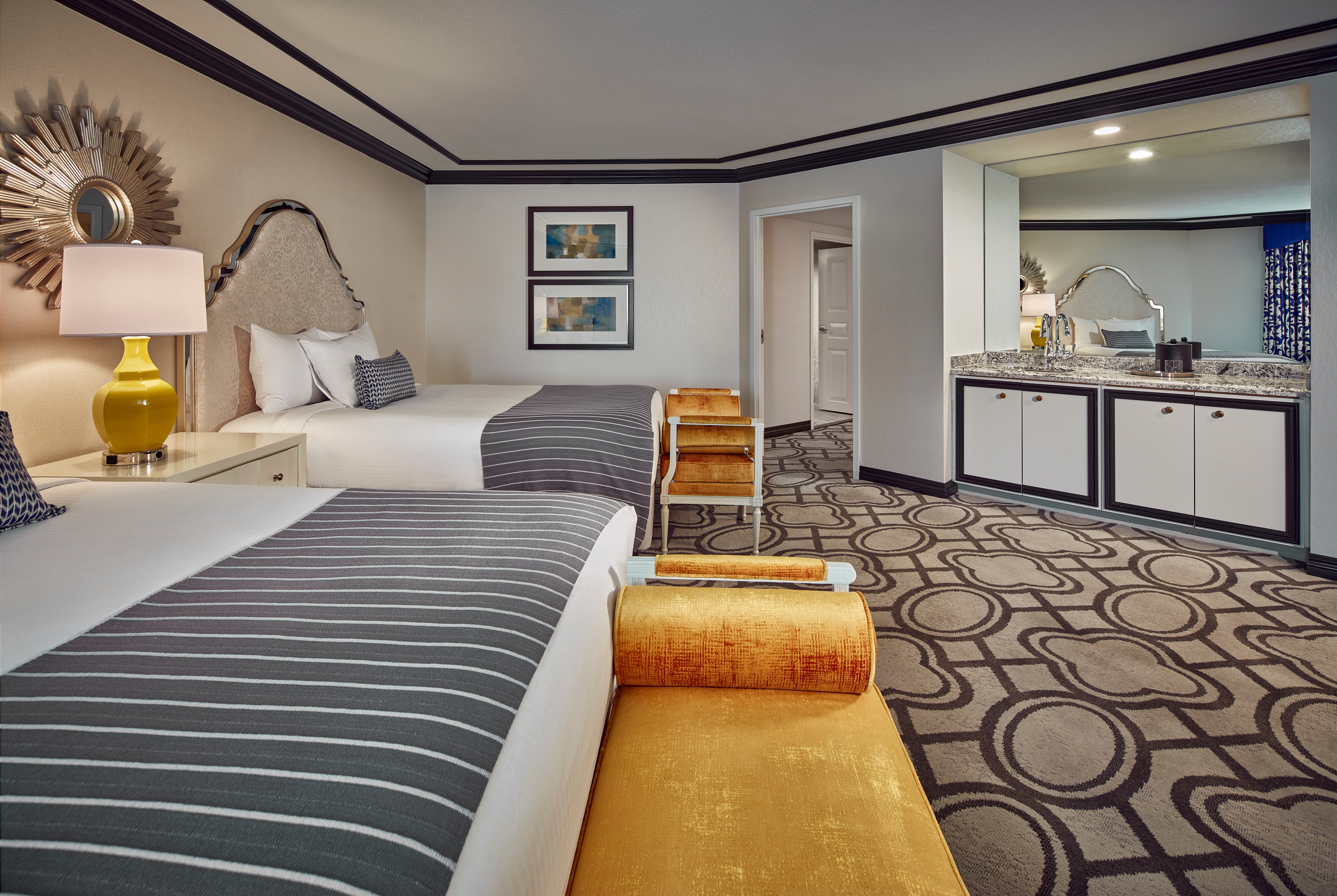 Guest room at the Paris Las Vegas in Las Vegas, Nevada