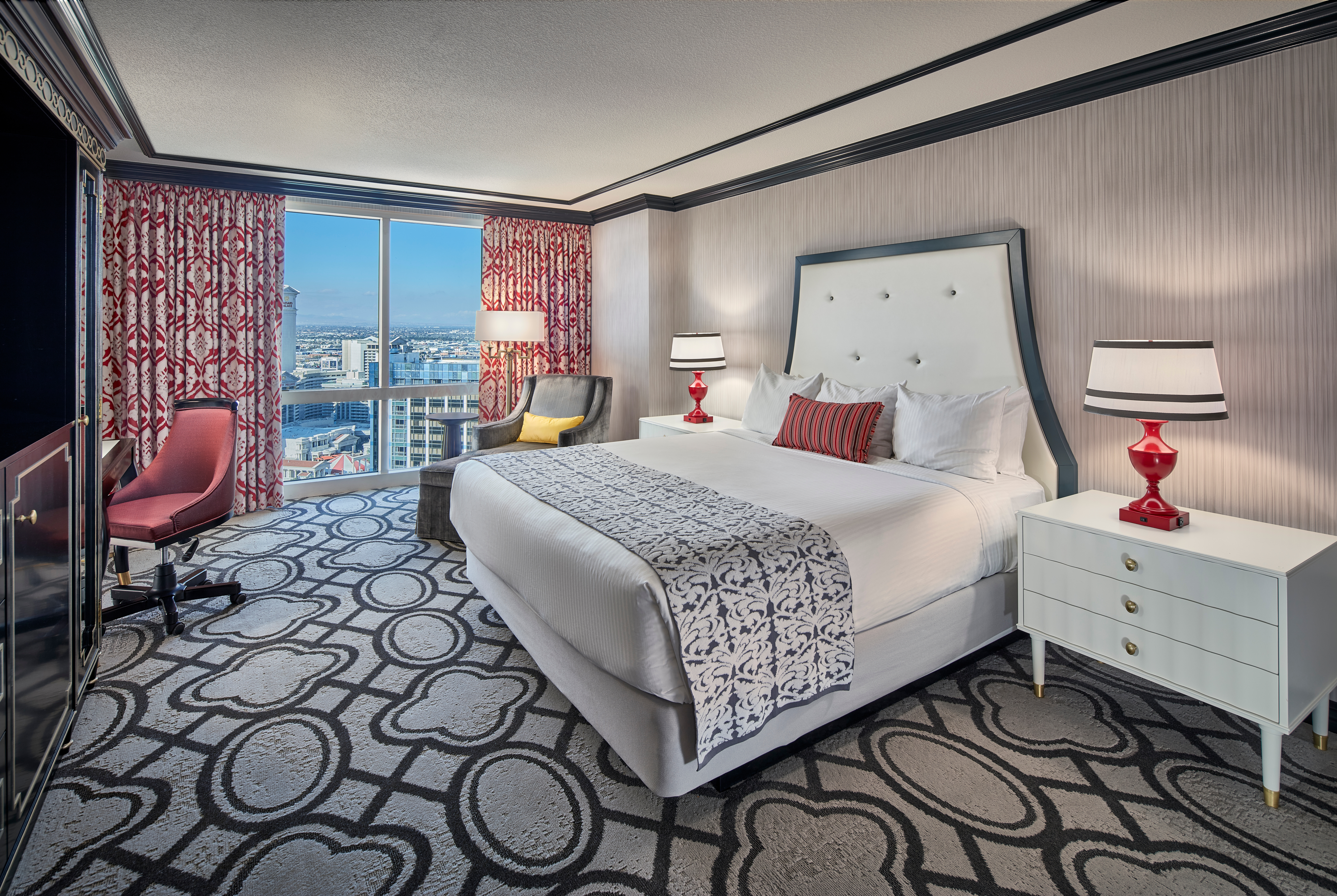 Guest room at the Paris Las Vegas in Las Vegas, Nevada