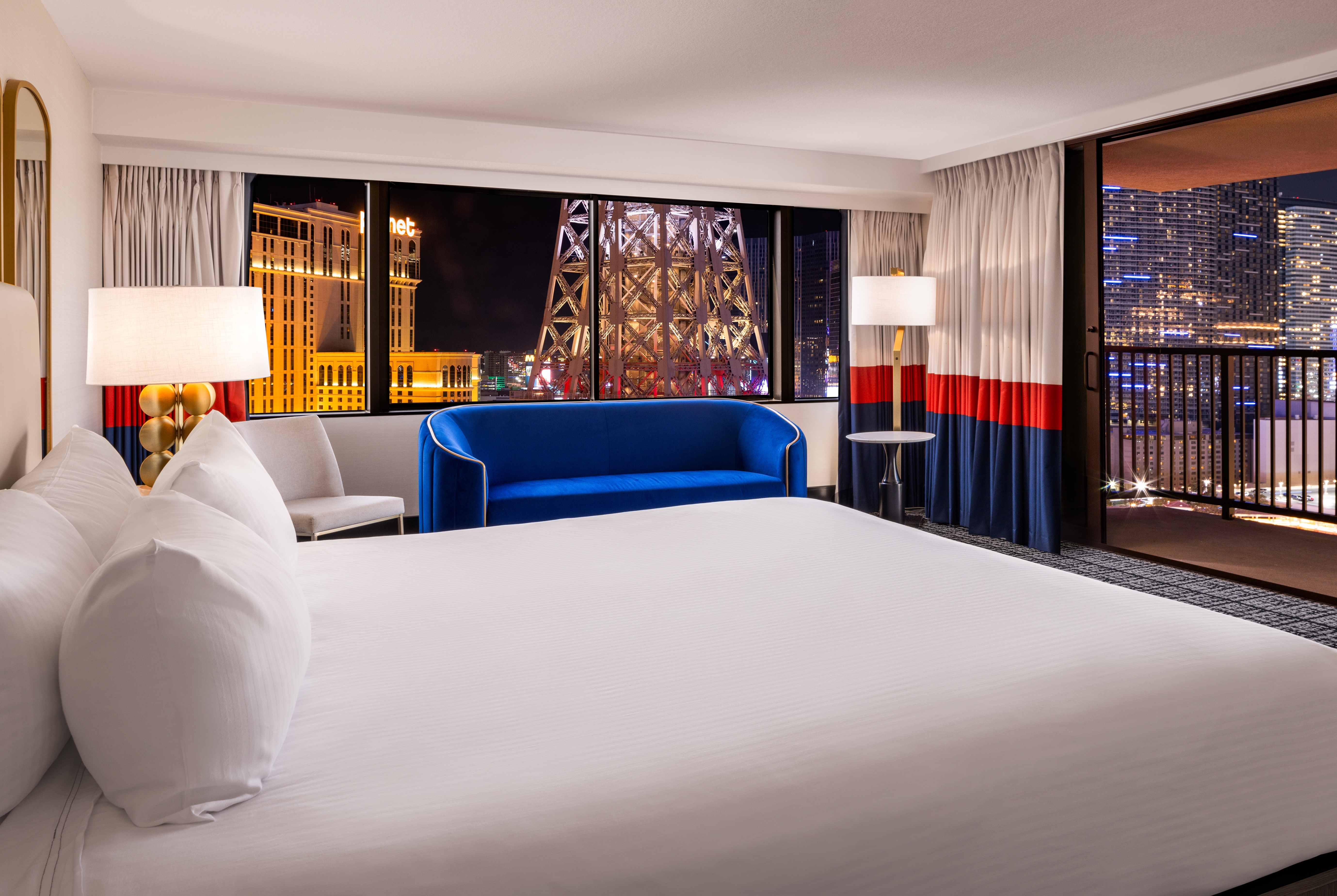 Guest room at the Paris Las Vegas in Las Vegas, Nevada