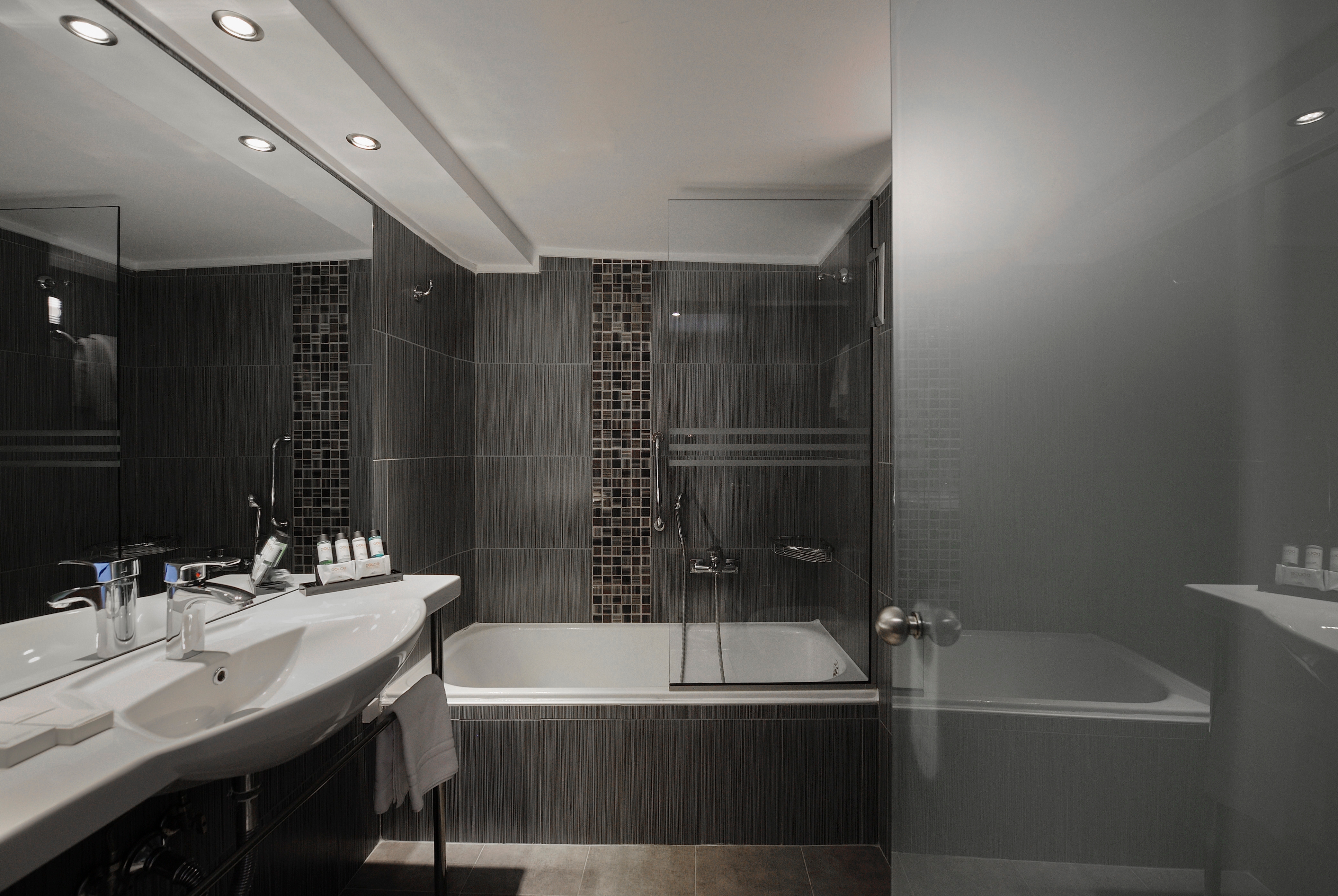 Guest room bath at the Dolce by Wyndham Athens Attica Riviera in Vravrona, Other than US/Canada