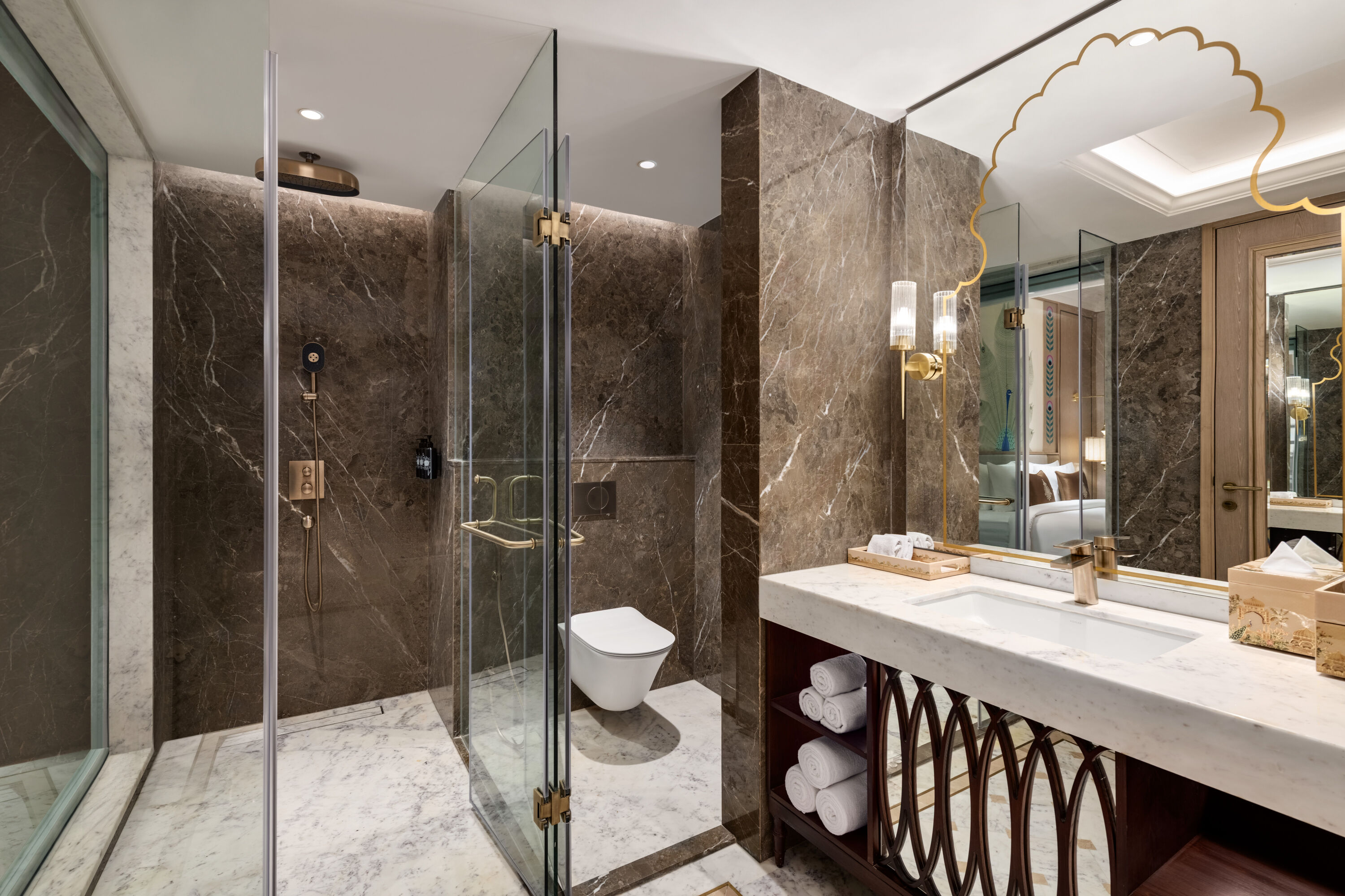 Guest room bath at the Wyndham Grand Udaipur Palace in Udaipur, Other than US/Canada