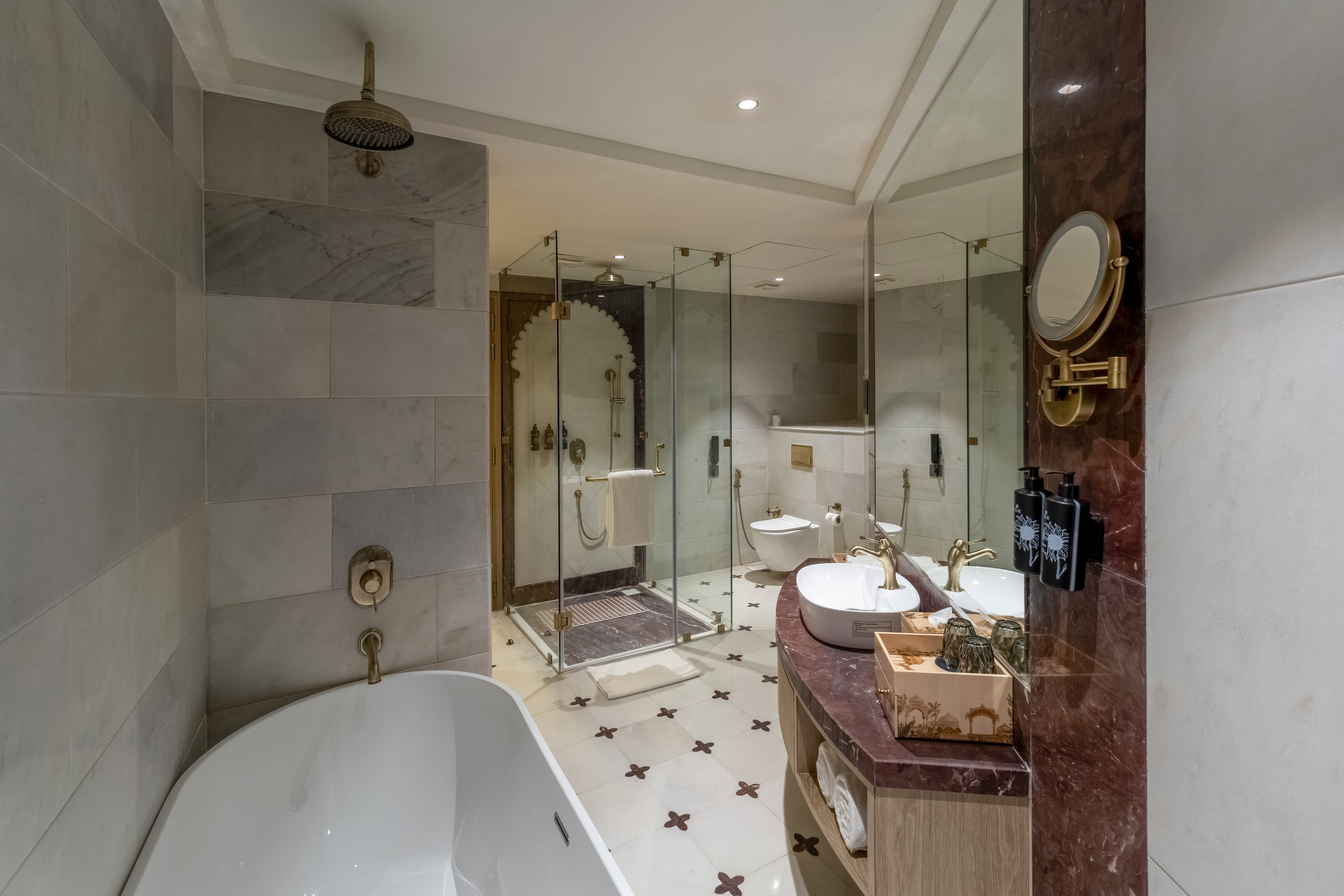 Guest room bath at the Wyndham Grand Udaipur Palace in Udaipur, Other than US/Canada