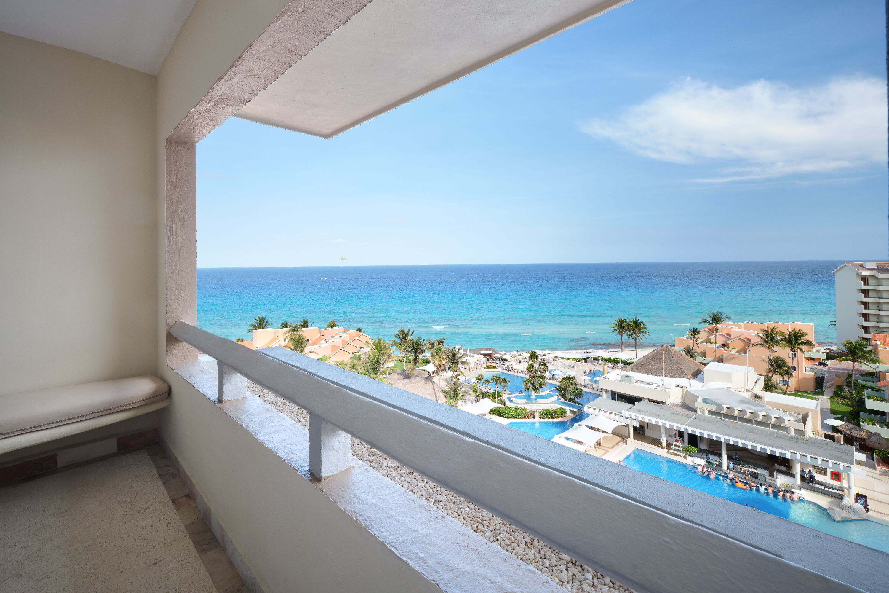 Guest room patio at the Wyndham Grand Cancun All Inclusive Resort & Villas in Cancun, Other than US/Canada