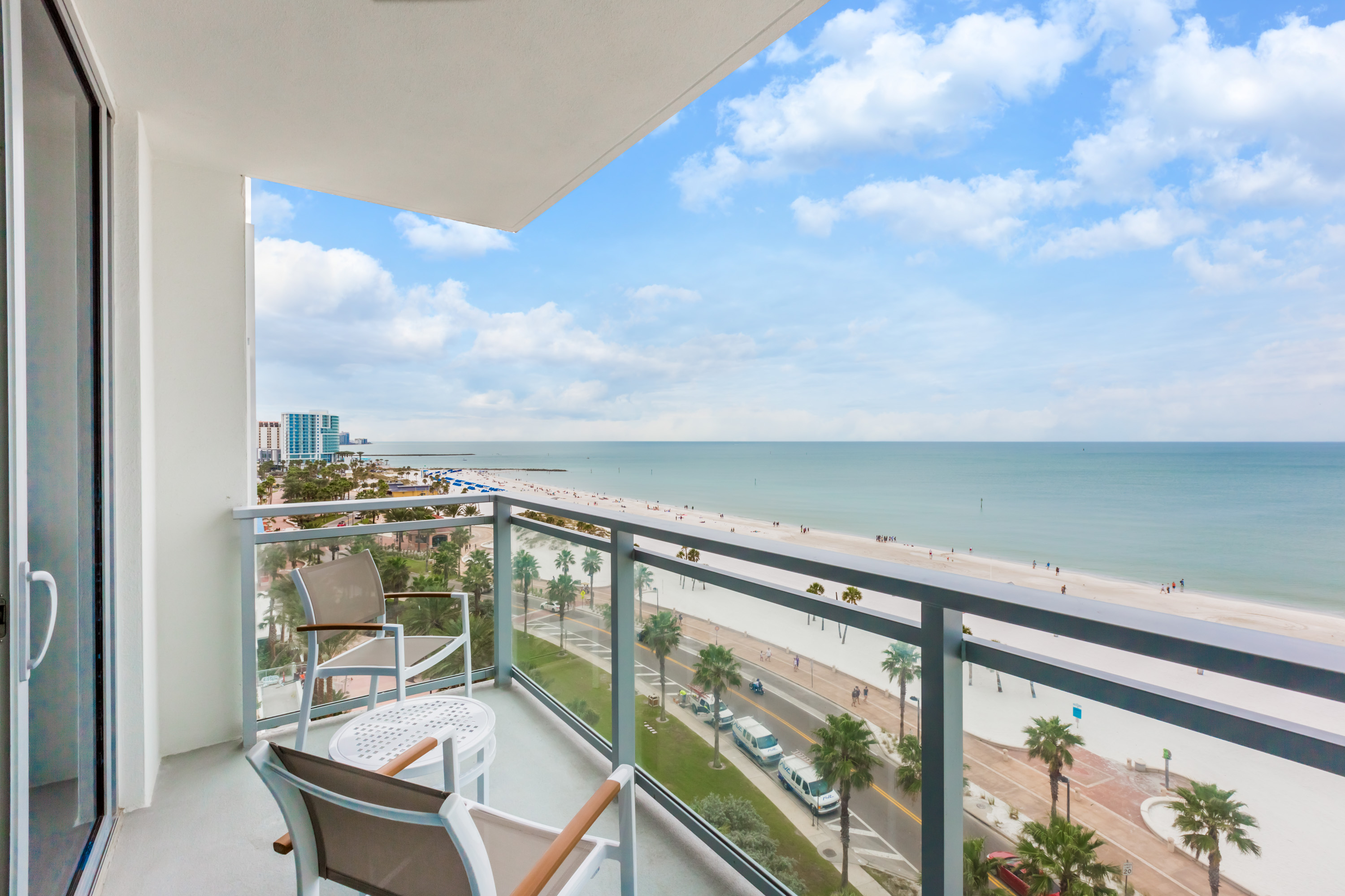 Guest room at the Wyndham Grand Clearwater Beach in Clearwater, Florida
