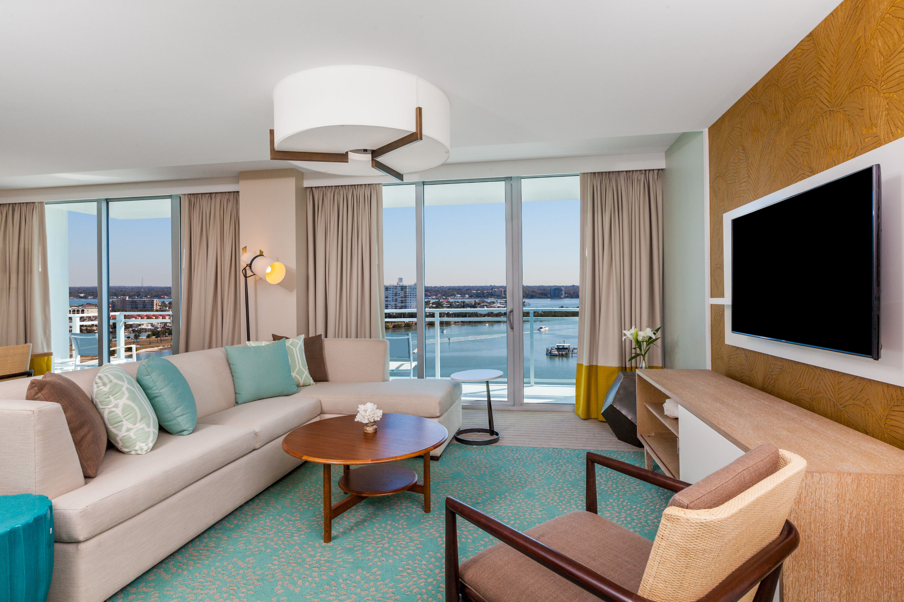 Wyndham Grand Clearwater Beach suite living room in Clearwater, Florida