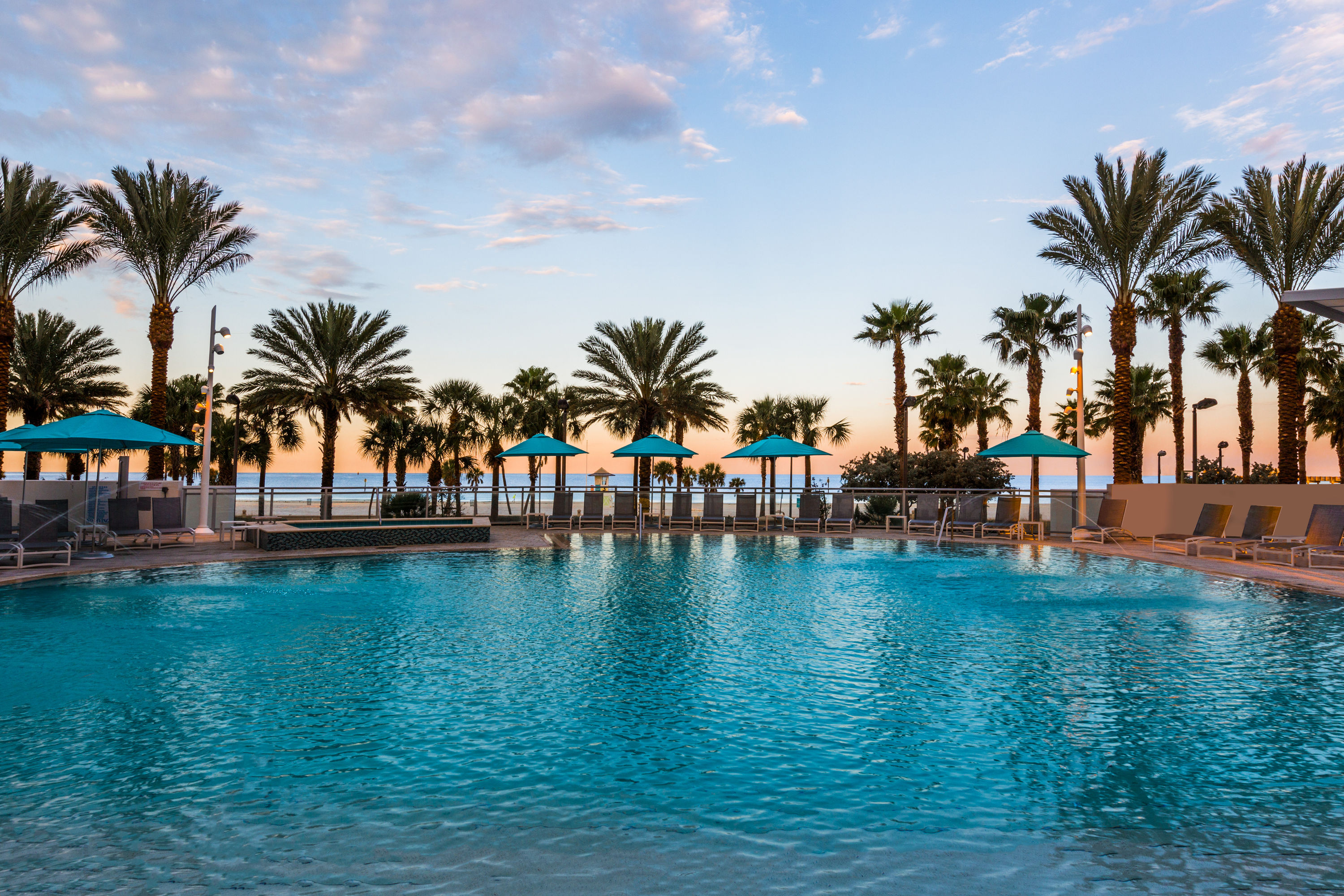 Pool night image at the Wyndham Grand Clearwater Beach in Clearwater, Florida