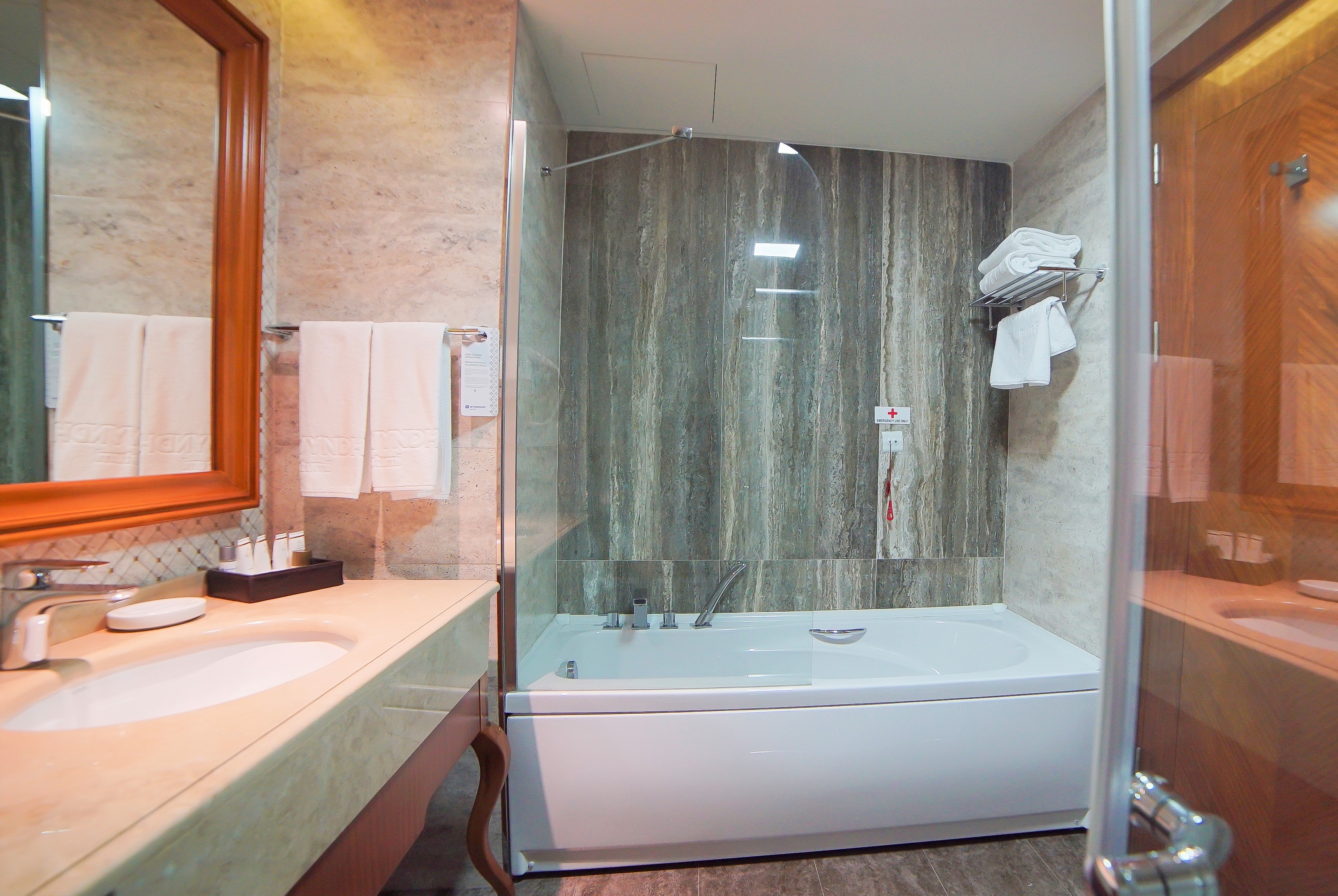 Guest room bath at the Wyndham Batumi in Batumi, Other than US/Canada
