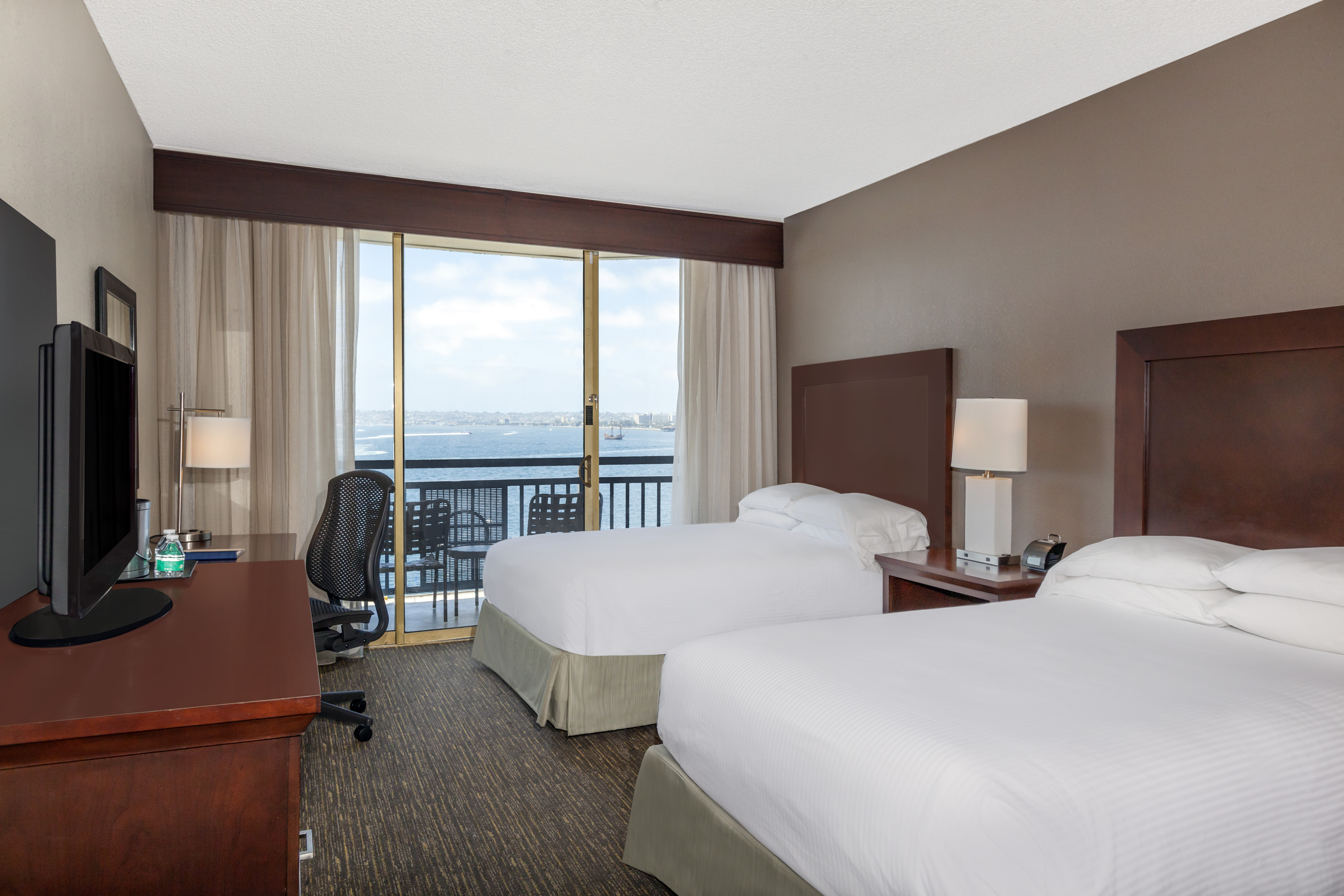 Guest room at the Wyndham San Diego Bayside in San Diego, California