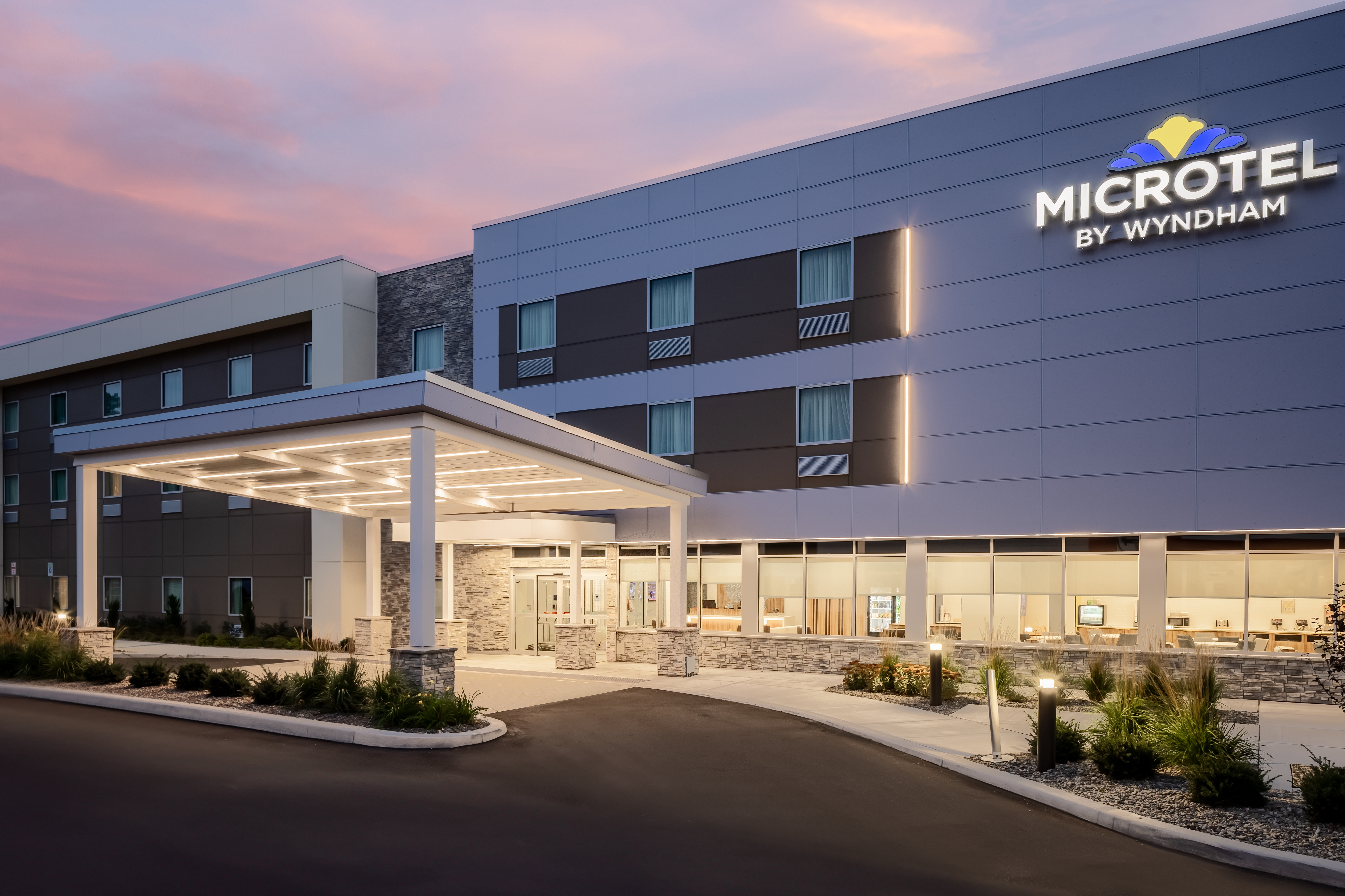 Exterior of Microtel Inn & Suites by Wyndham Macedon hotel in Macedon, New York