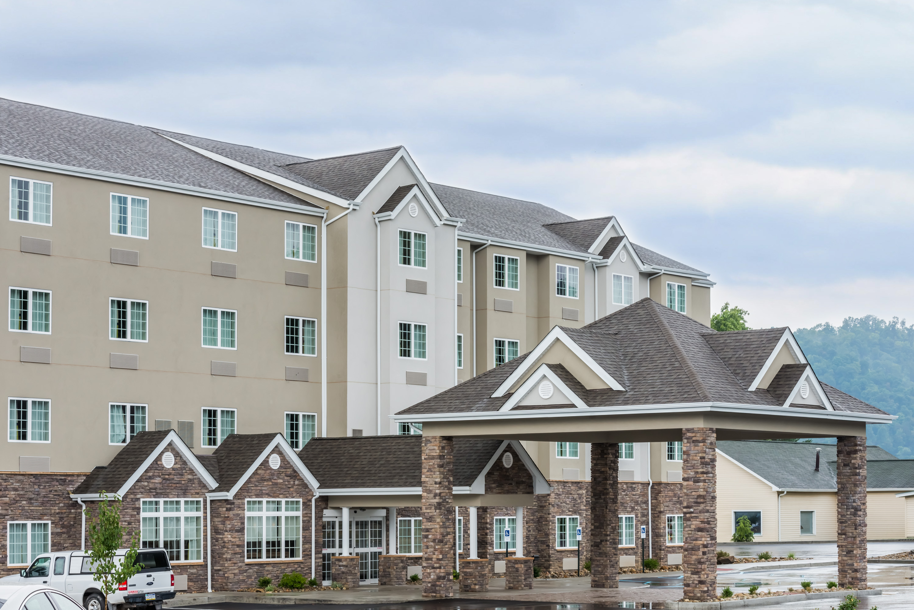 Exterior of Microtel Inn & Suites by Wyndham New Martinsville hotel in New Martinsville, West Virginia
