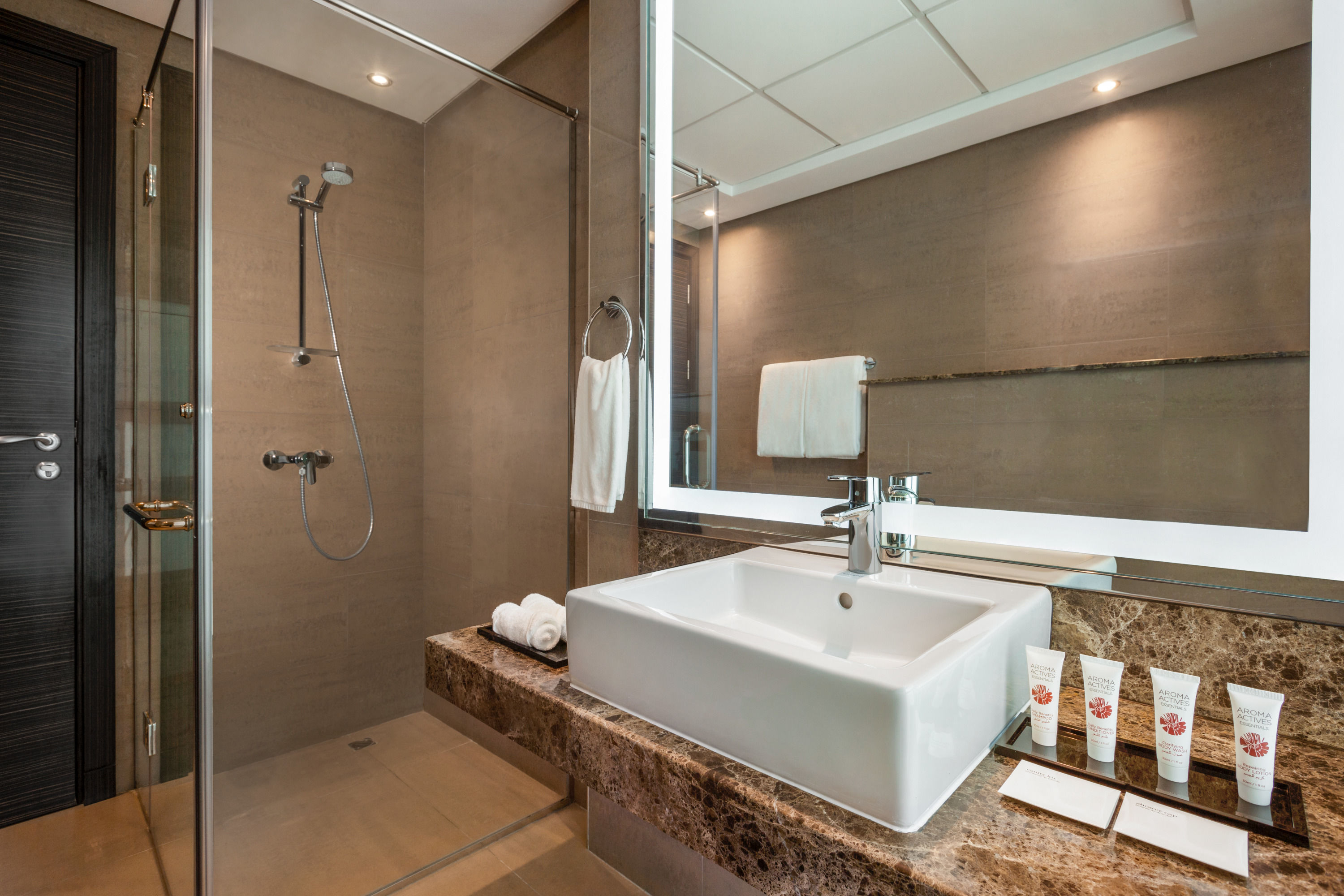 Guest room bath at the Ramada Resort by Wyndham Manama Seef in Manama, Other than US/Canada
