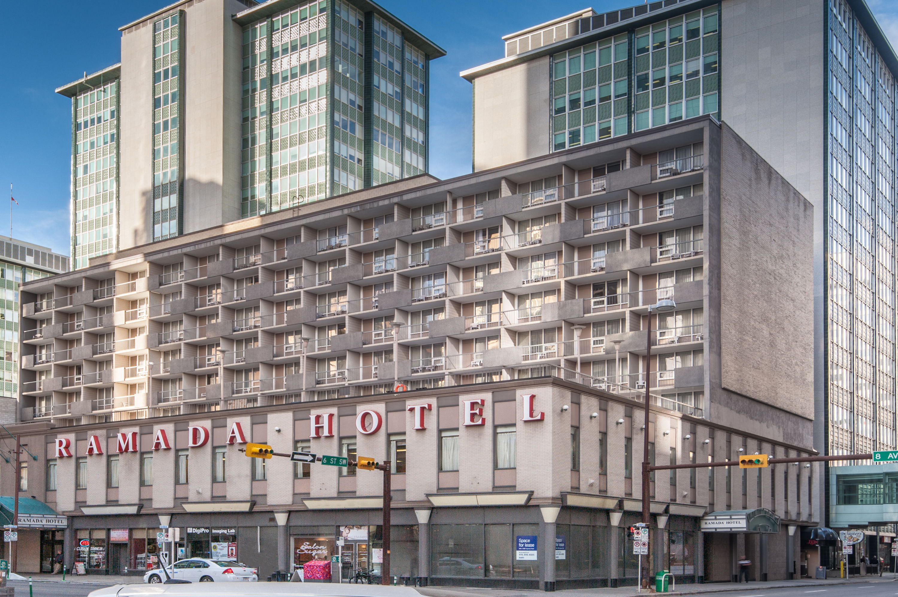 Exterior of Ramada Plaza by Wyndham Calgary Downtown hotel in Calgary, Alberta