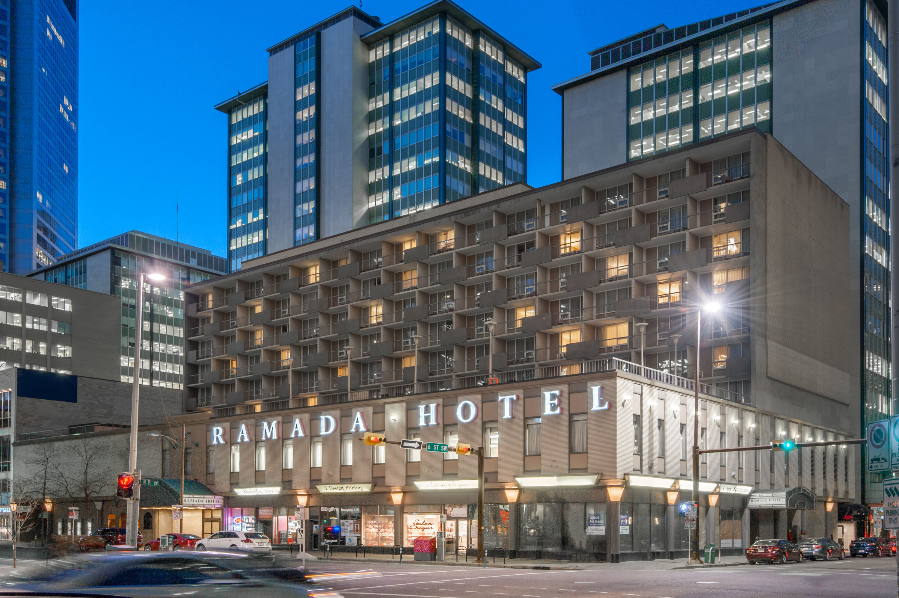 Exterior of Ramada Plaza by Wyndham Calgary Downtown hotel in Calgary, Alberta