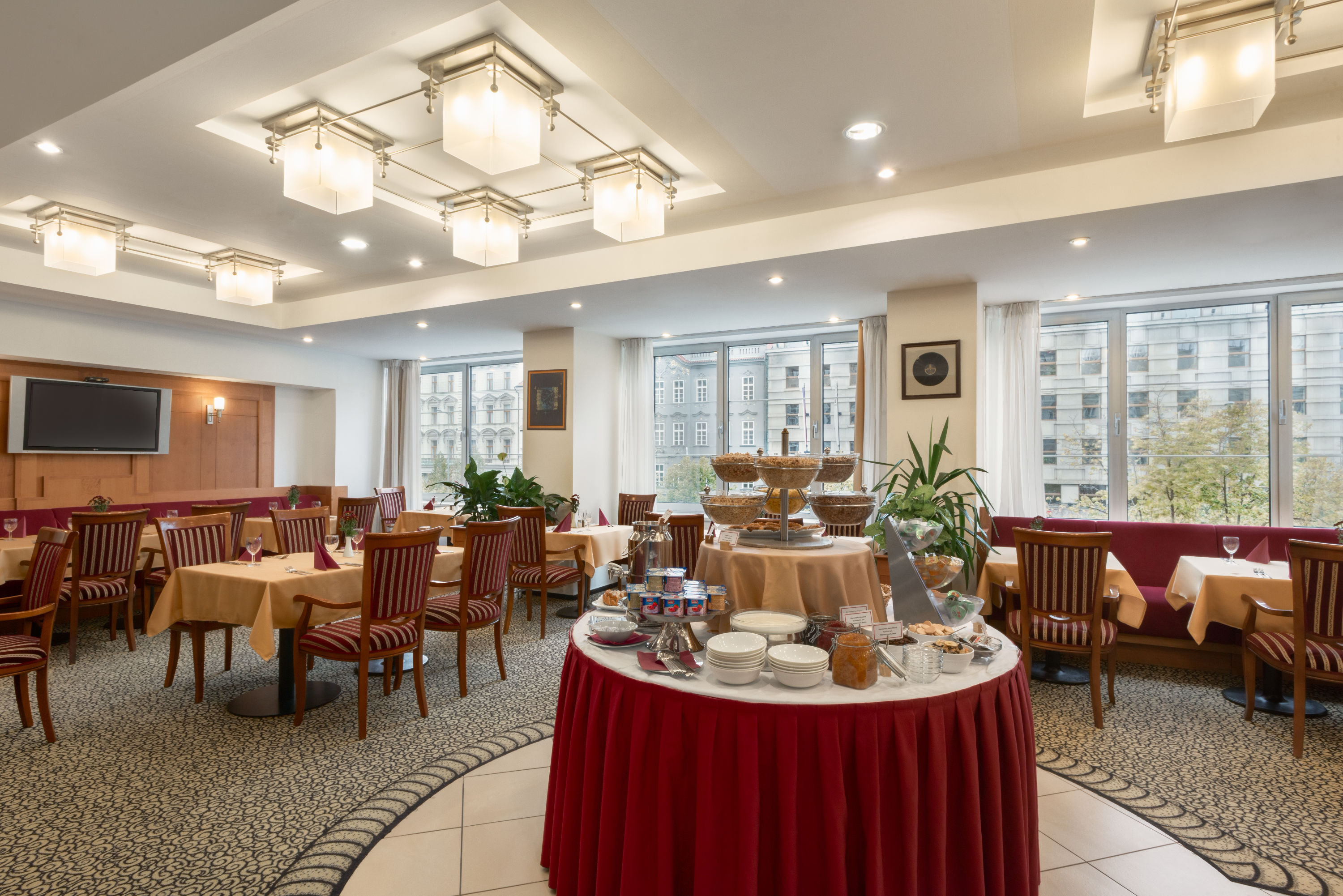 Ramada by Wyndham Prague City Centre restaurant breakfast area with seating in Prague, Other than US/Canada