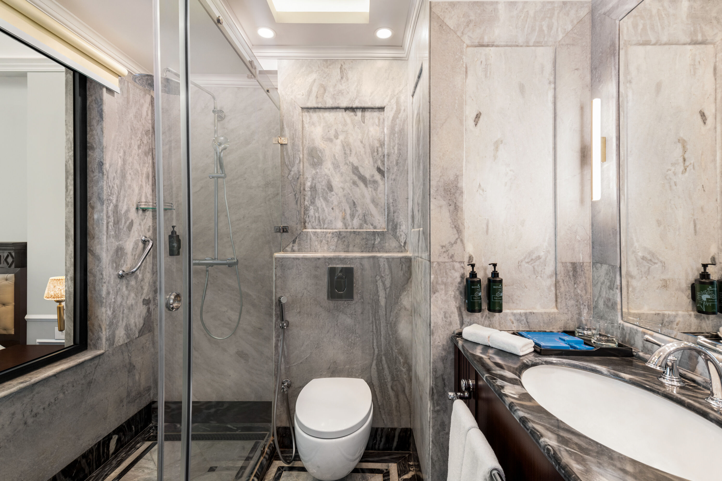 Guest room bath at the Ramada by Wyndham Goa Vagator in Bardez, Other than US/Canada
