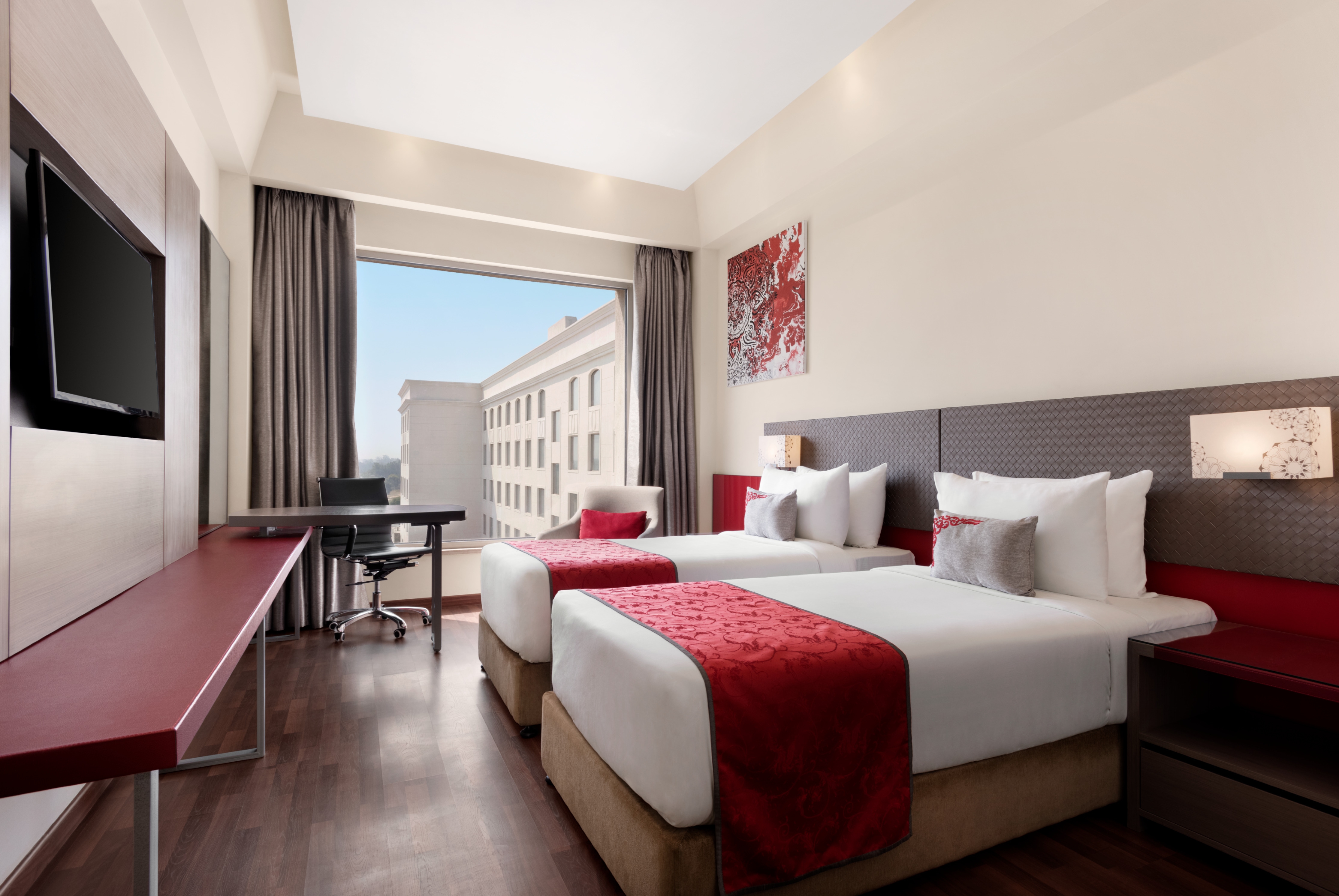 Guest room at the Ramada by Wyndham Lucknow Hotel and Convention Center in Lucknow, Other than US/Canada