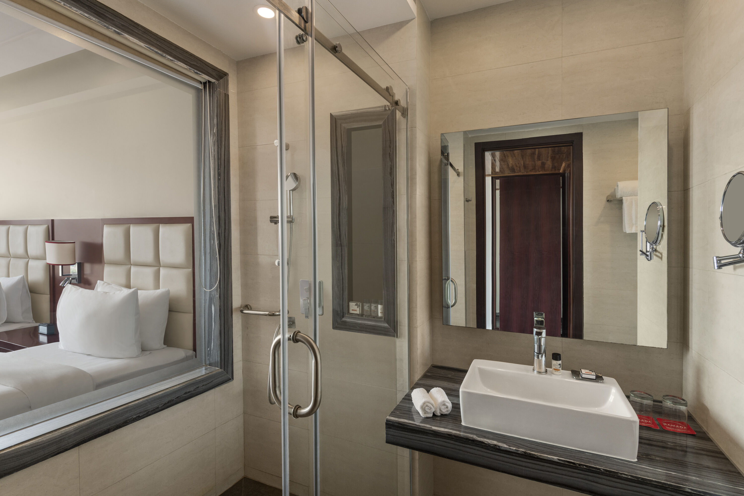 Guest room bath at the Ramada by Wyndham New Delhi Pitampura in New Delhi, Other than US/Canada
