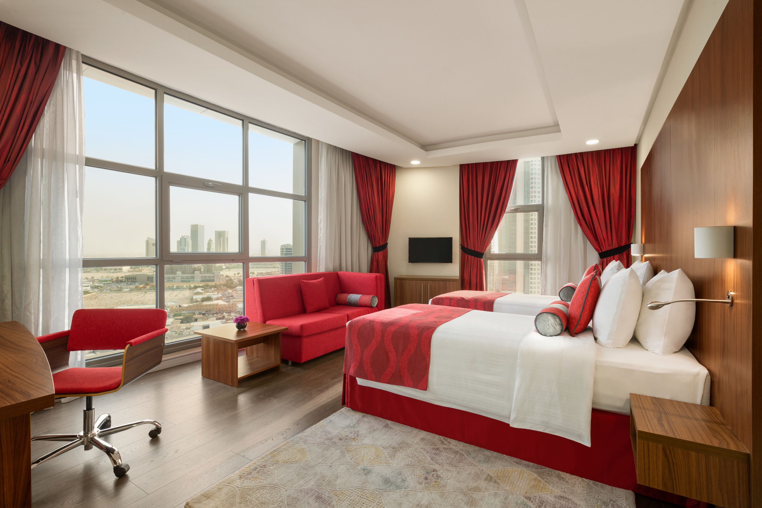 Double bed guest room at the Ramada Encore by Wyndham Kuwait Downtown in Kuwait City, Other than US/Canada
