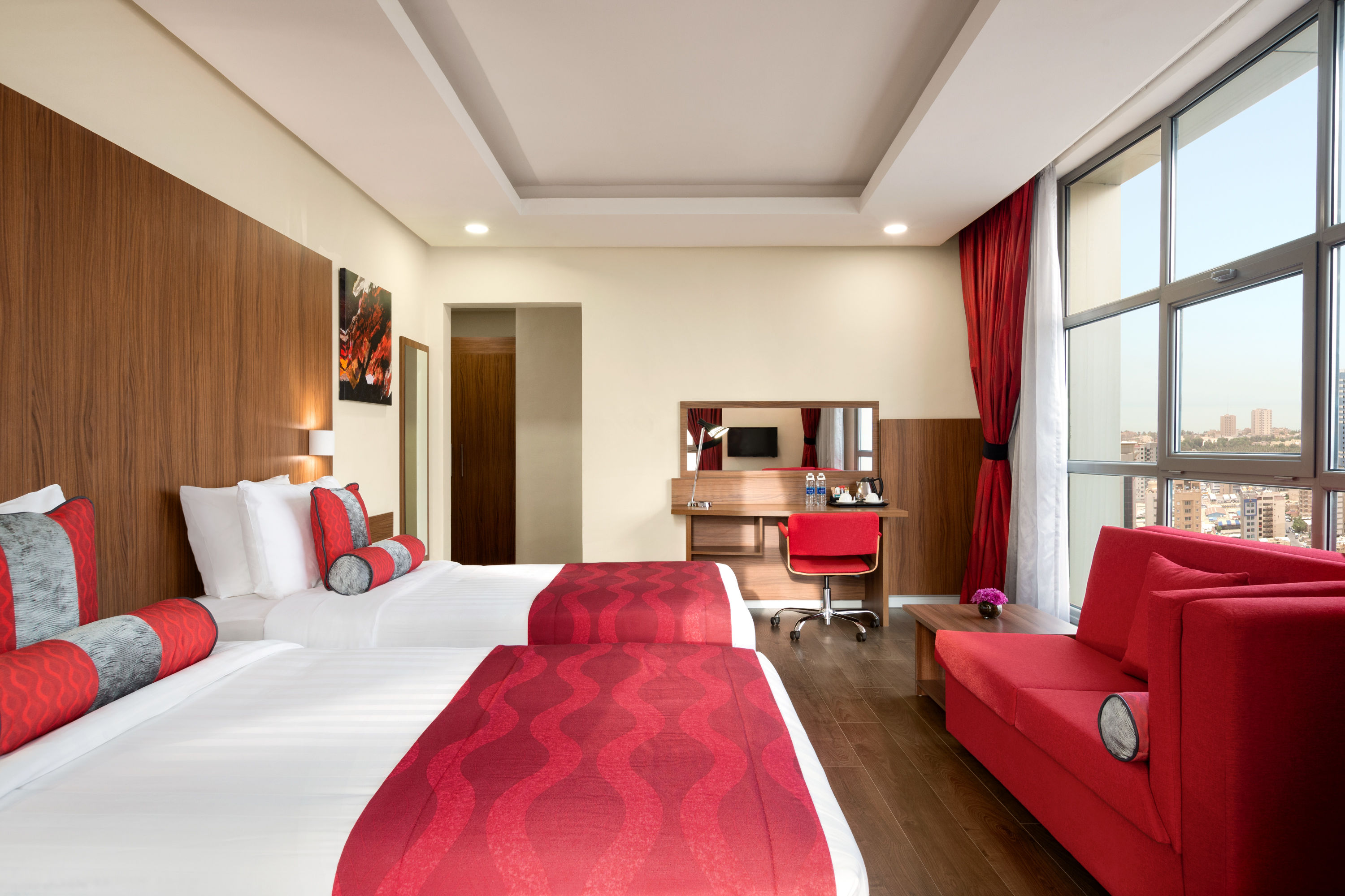 Double bed guest room at the Ramada Encore by Wyndham Kuwait Downtown in Kuwait City, Other than US/Canada