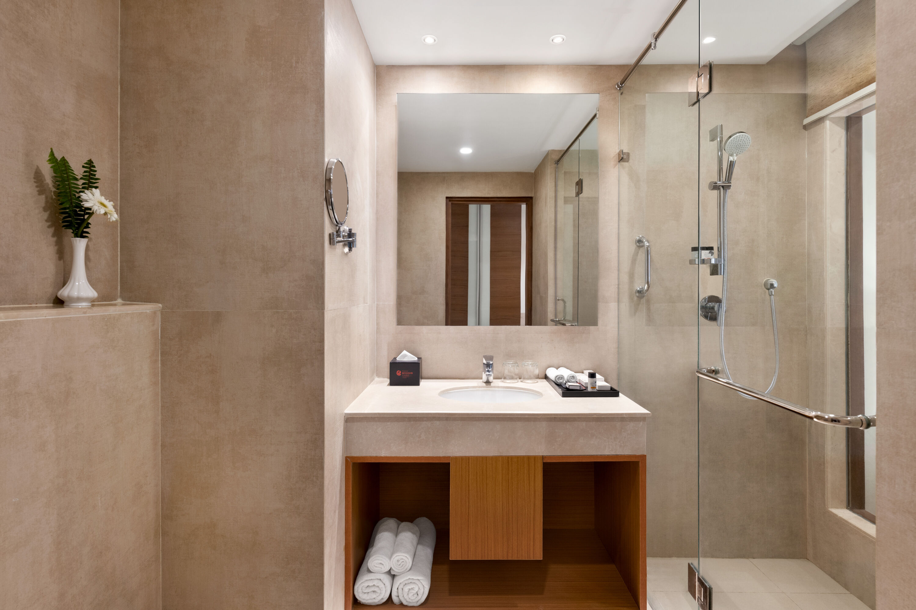 Guest room bath at the Ramada Encore by Wyndham Kathmandu Thamel in Kathmandu, Other than US/Canada