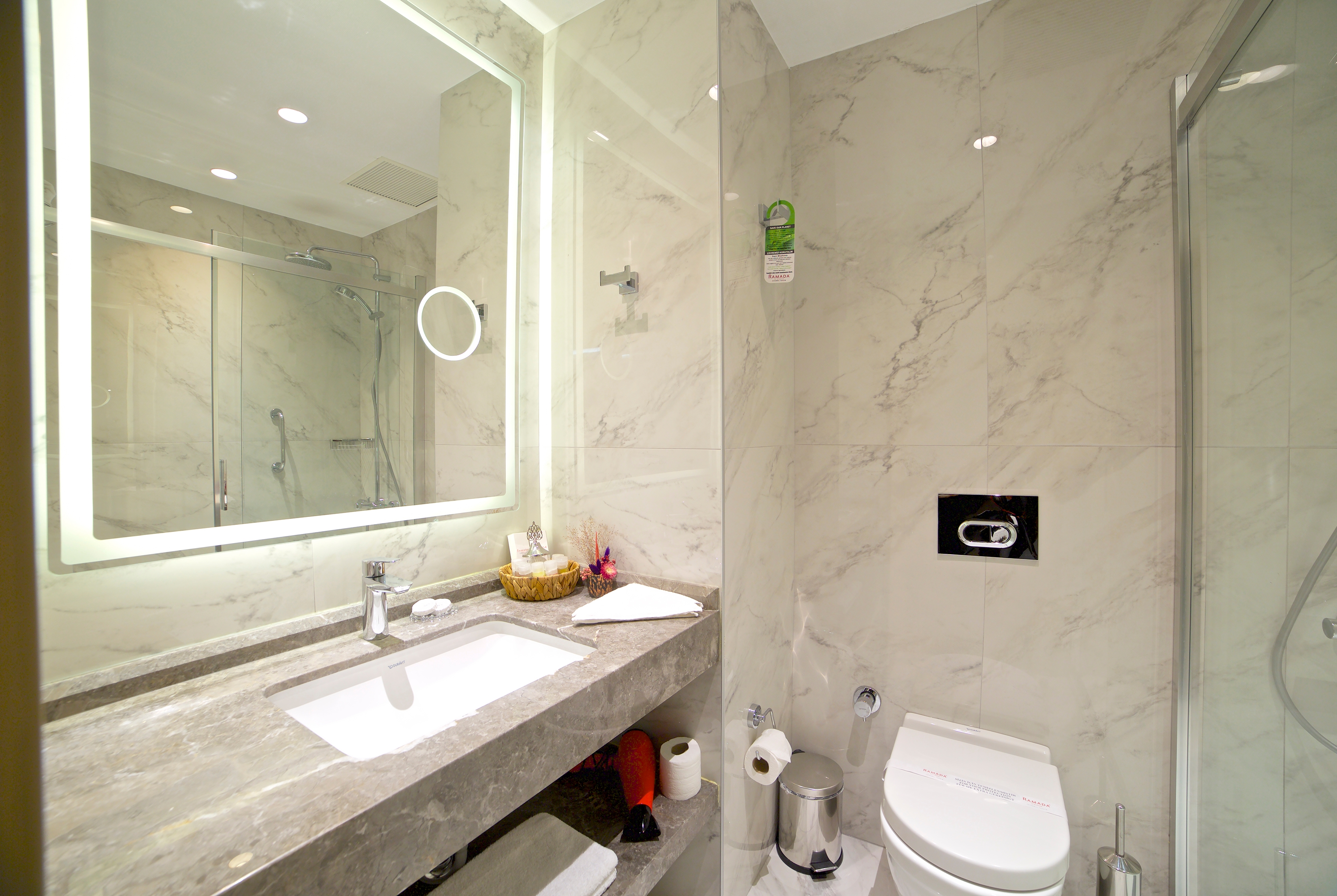 Guest room bath at the Ramada by Wyndham Istanbul Taksim in Istanbul, Other than US/Canada