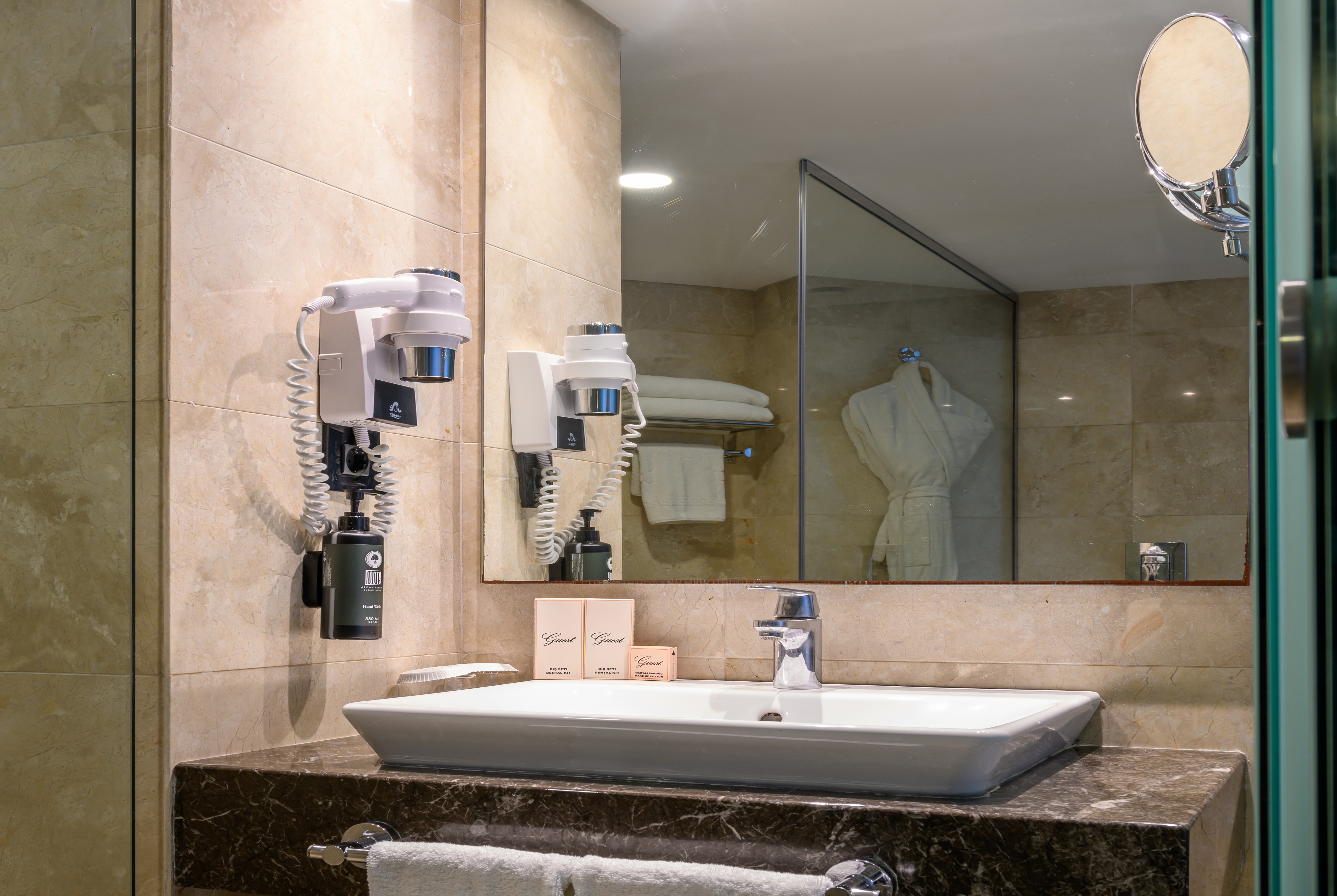 Guest room bath at the Ramada by Wyndham Istanbul Grand Bazaar in Istanbul, Other than US/Canada
