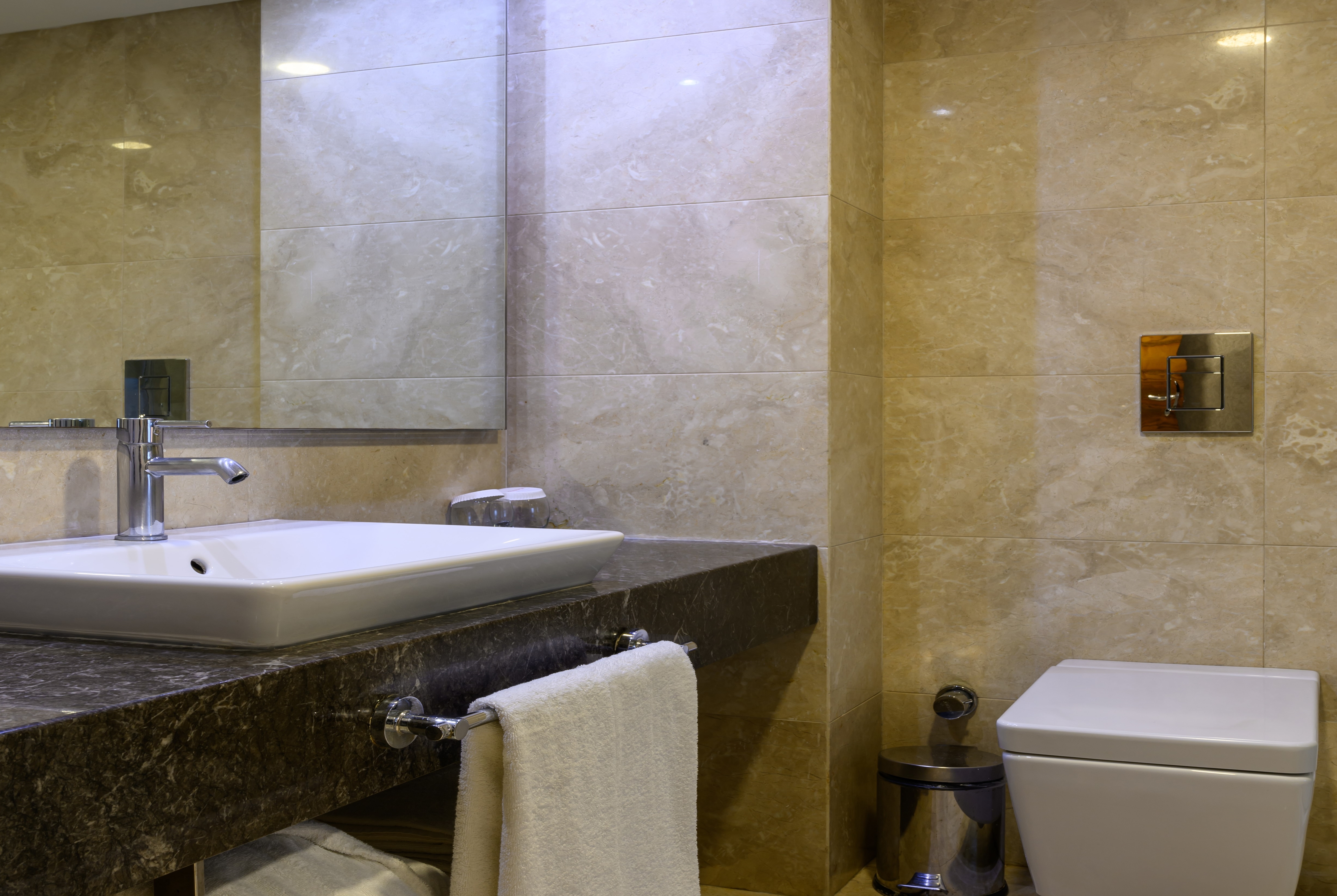 Guest room bath at the Ramada by Wyndham Istanbul Grand Bazaar in Istanbul, Other than US/Canada