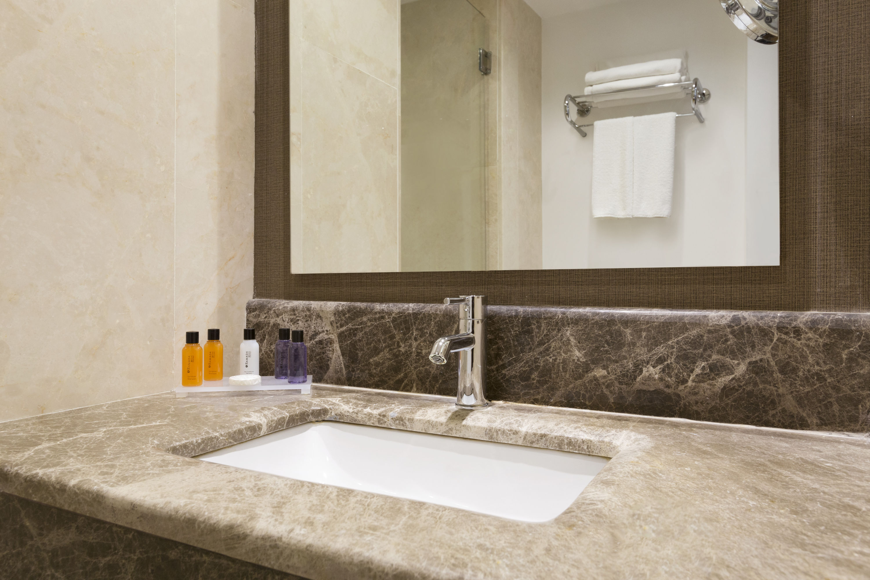Guest room bath at the Ramada by Wyndham Istanbul Florya in Istanbul, Other than US/Canada