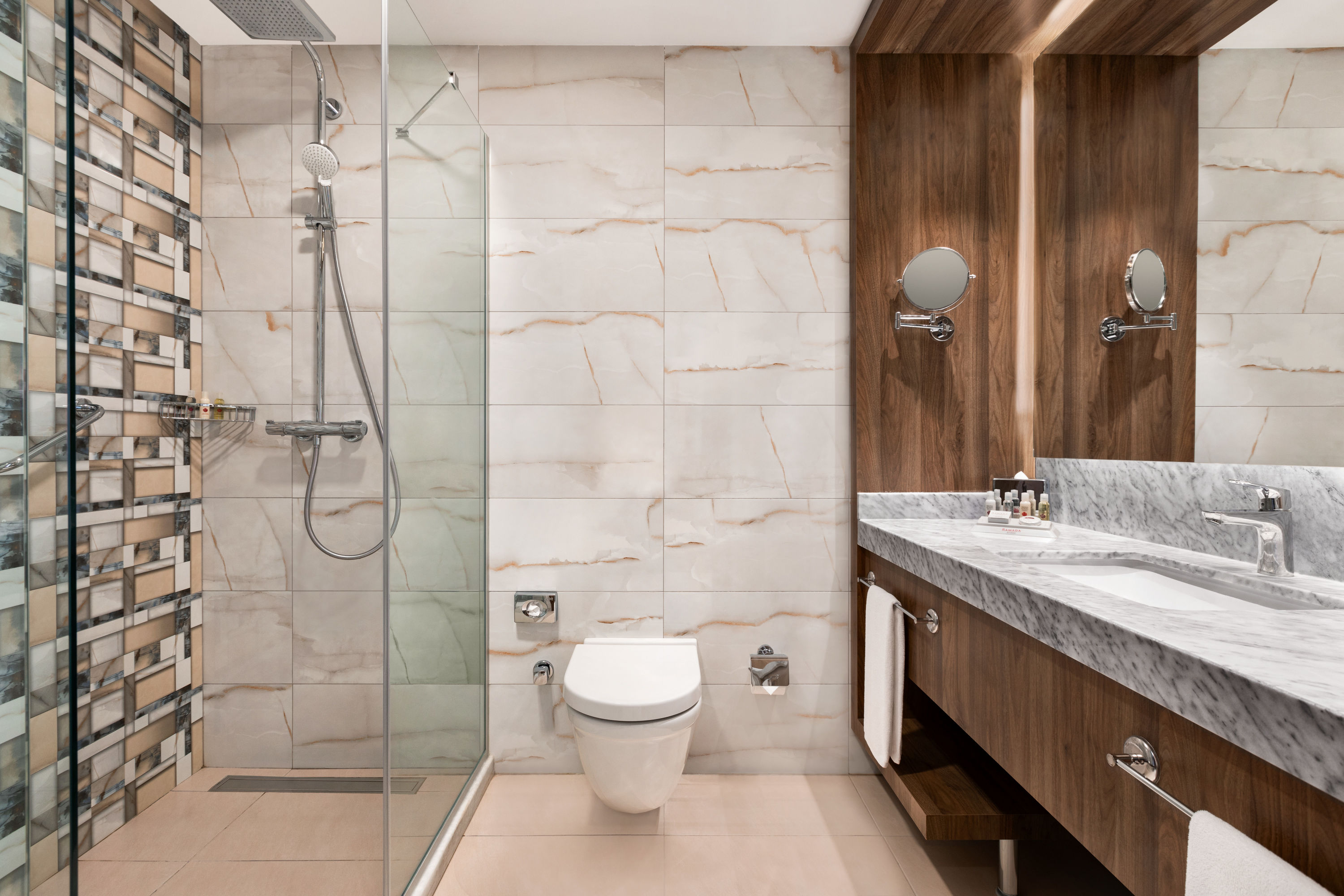 Guest room bath at the Ramada by Wyndham Beylikduzu in Istanbul, Other than US/Canada