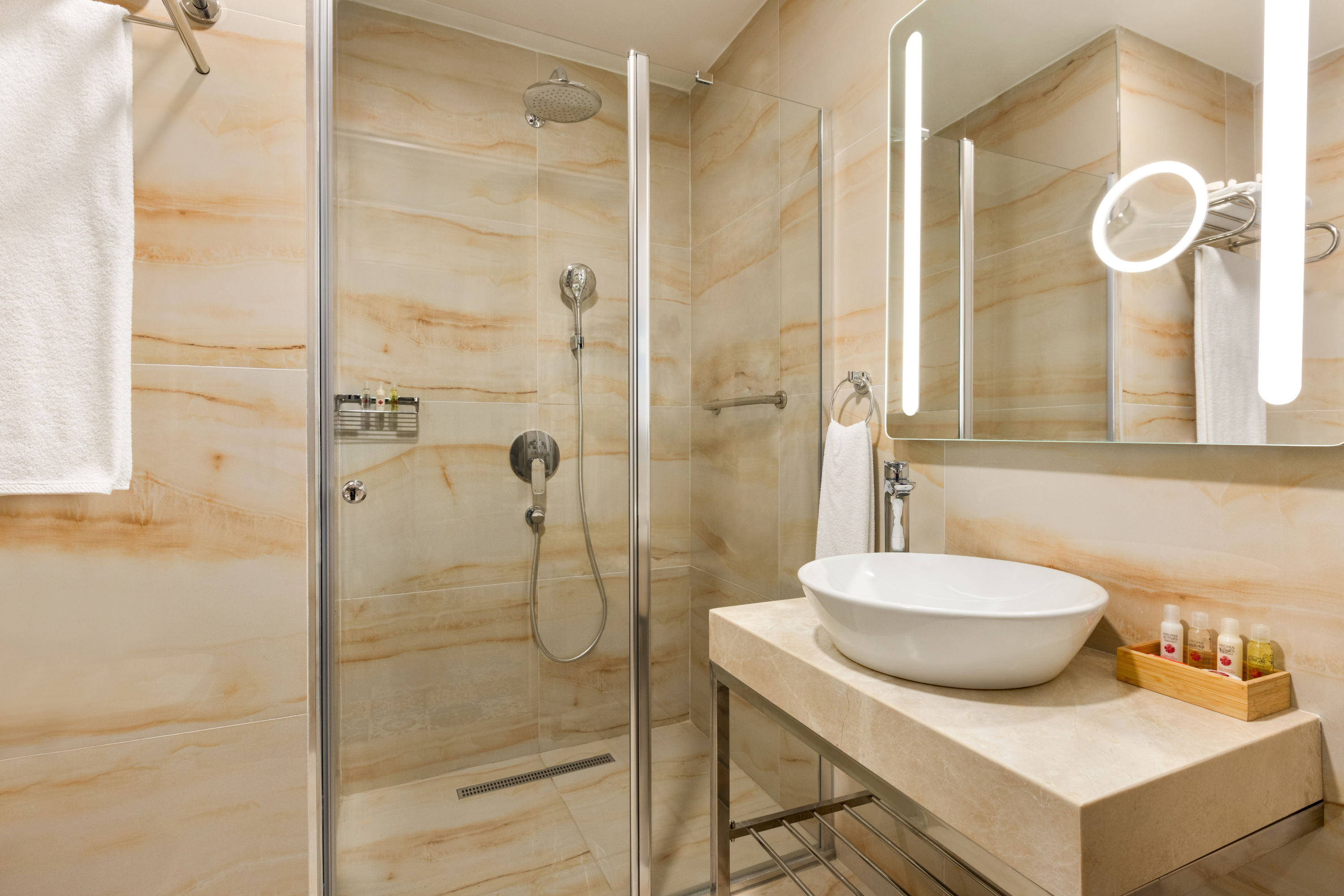 Guest room bath at the Ramada Encore By Wyndham Istanbul Basin Express in Istanbul, Other than US/Canada