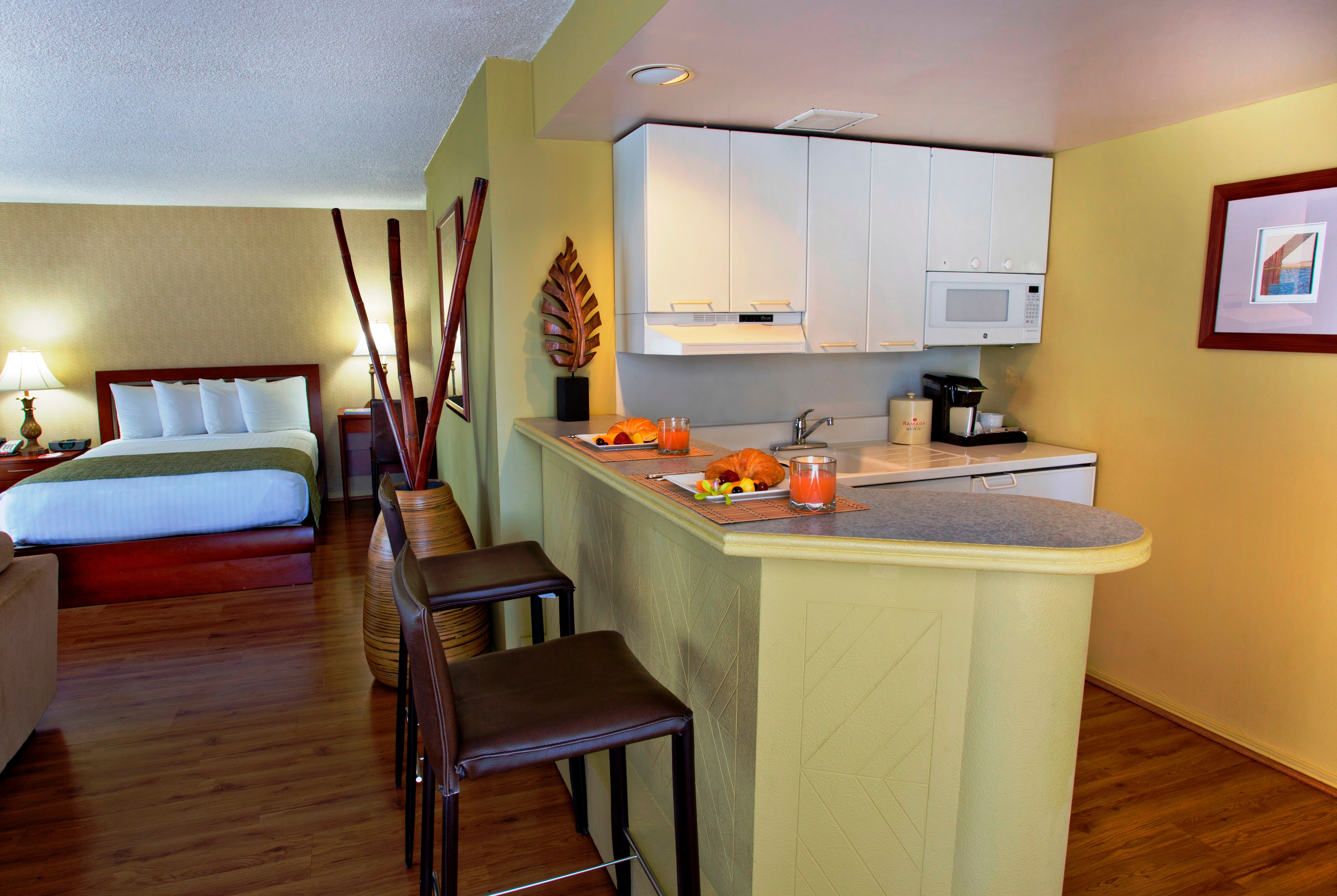 Guest room at the Ramada Plaza by Wyndham Waikiki in Honolulu, Hawaii