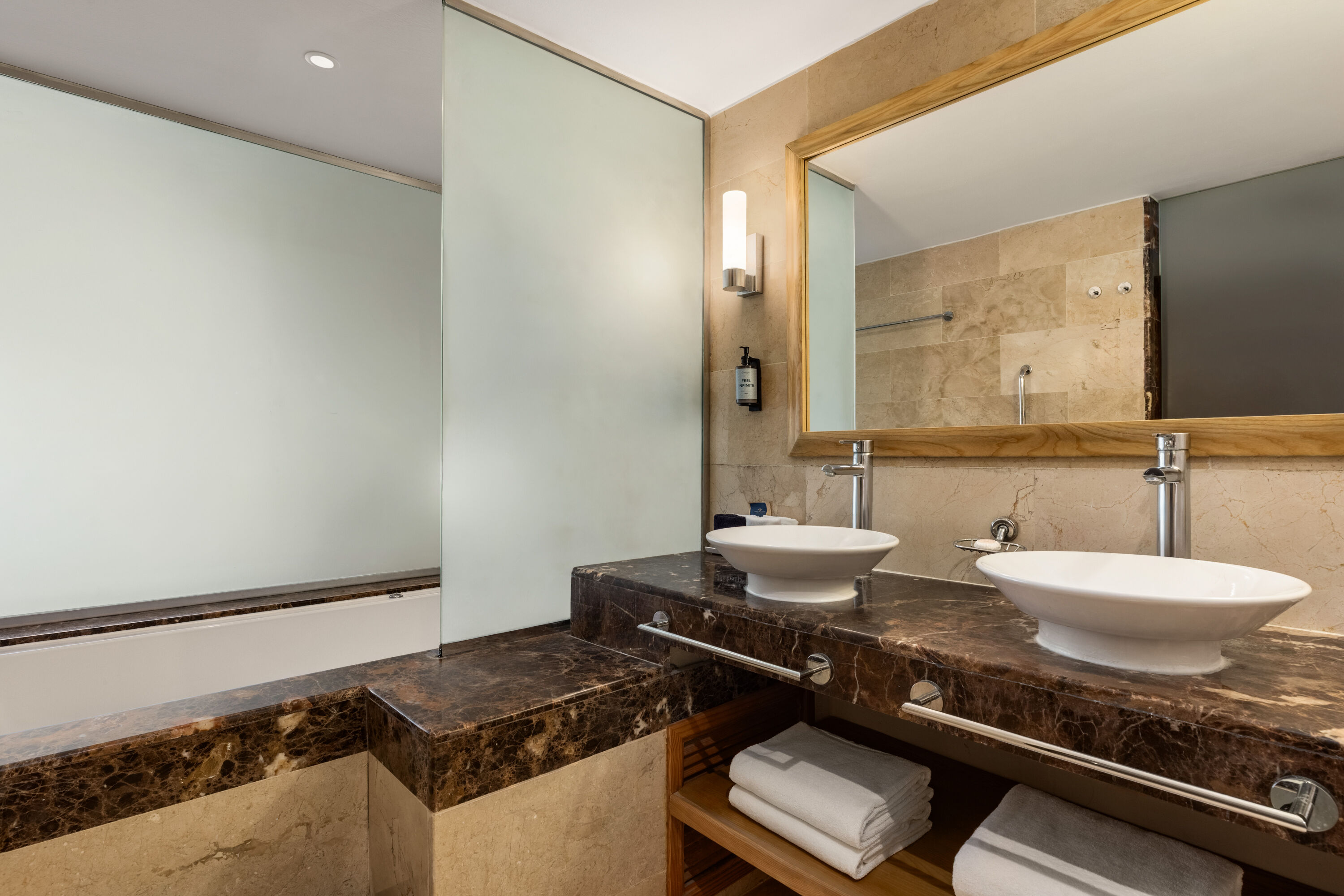 Guest room bath at the Grand Palladium Palace, All Inclusive Resort, Spa & Casino in Punta Cana, Other than US/Canada
