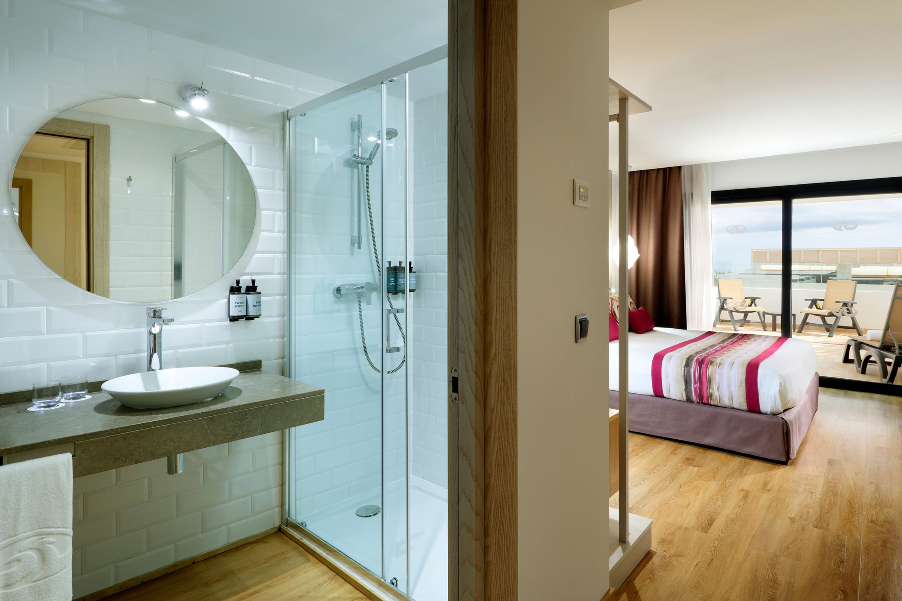 Guest room bath at the Grand Palladium White Island Resort & Spa in Sant Jordi De Ses Salines, Other than US/Canada