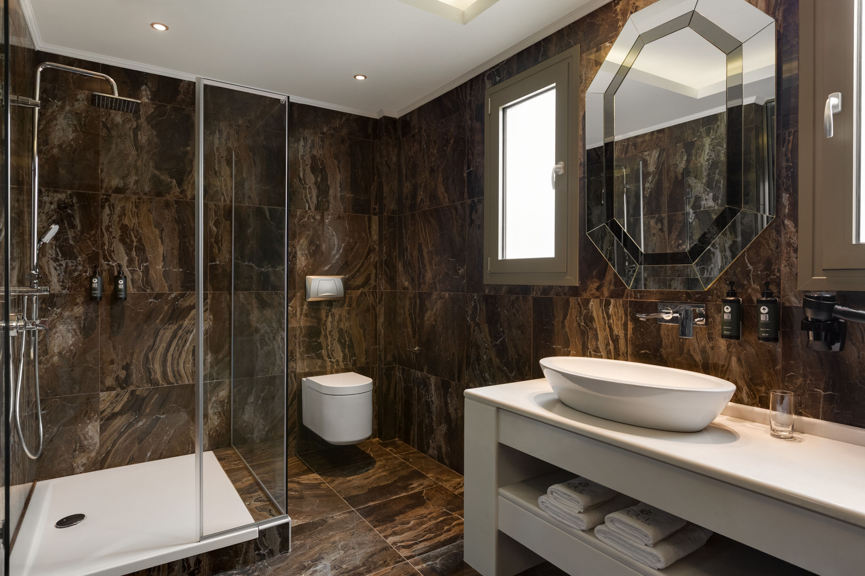 Guest room bath at the Zeus Eleva Ajul, a Registry Collection Hotel in Agia Paraskevi Chalikidi, Other than US/Canada