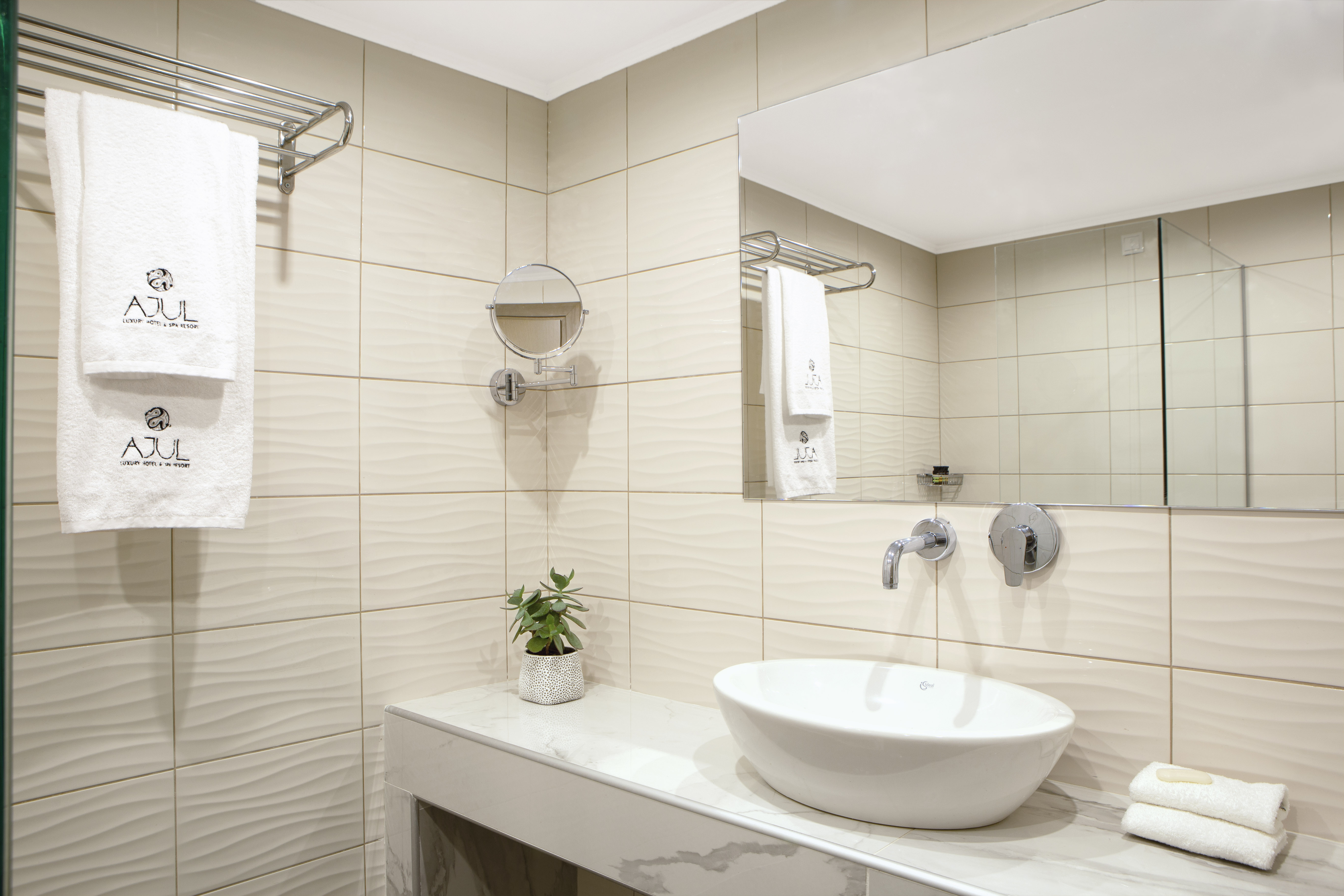 Guest room bath at the Zeus Eleva Ajul, a Registry Collection Hotel in Agia Paraskevi Chalikidi, Other than US/Canada